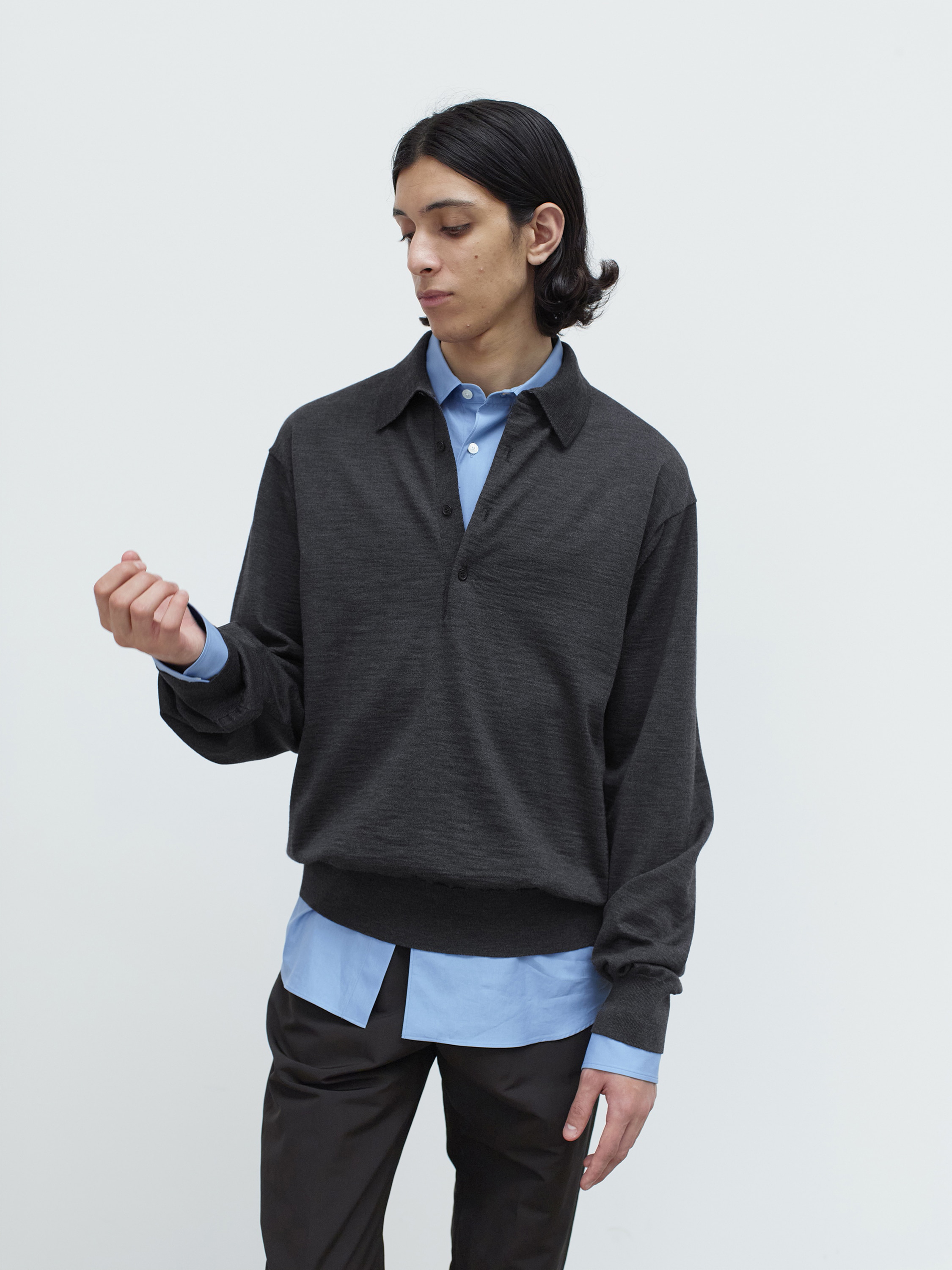 SUPER HIGH GAUGE WOOL KNIT POLO - AURALEE Official Website