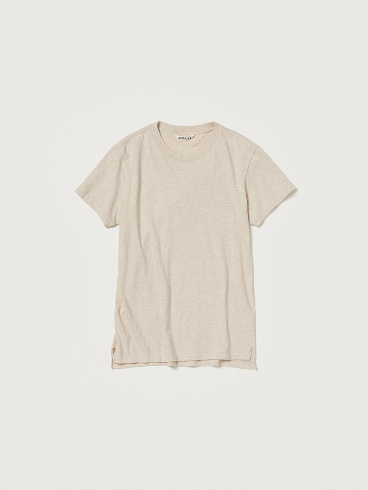 AURALEE HIGH GAUGE COTTON JERSEY BOAT NECK L/S TEE 