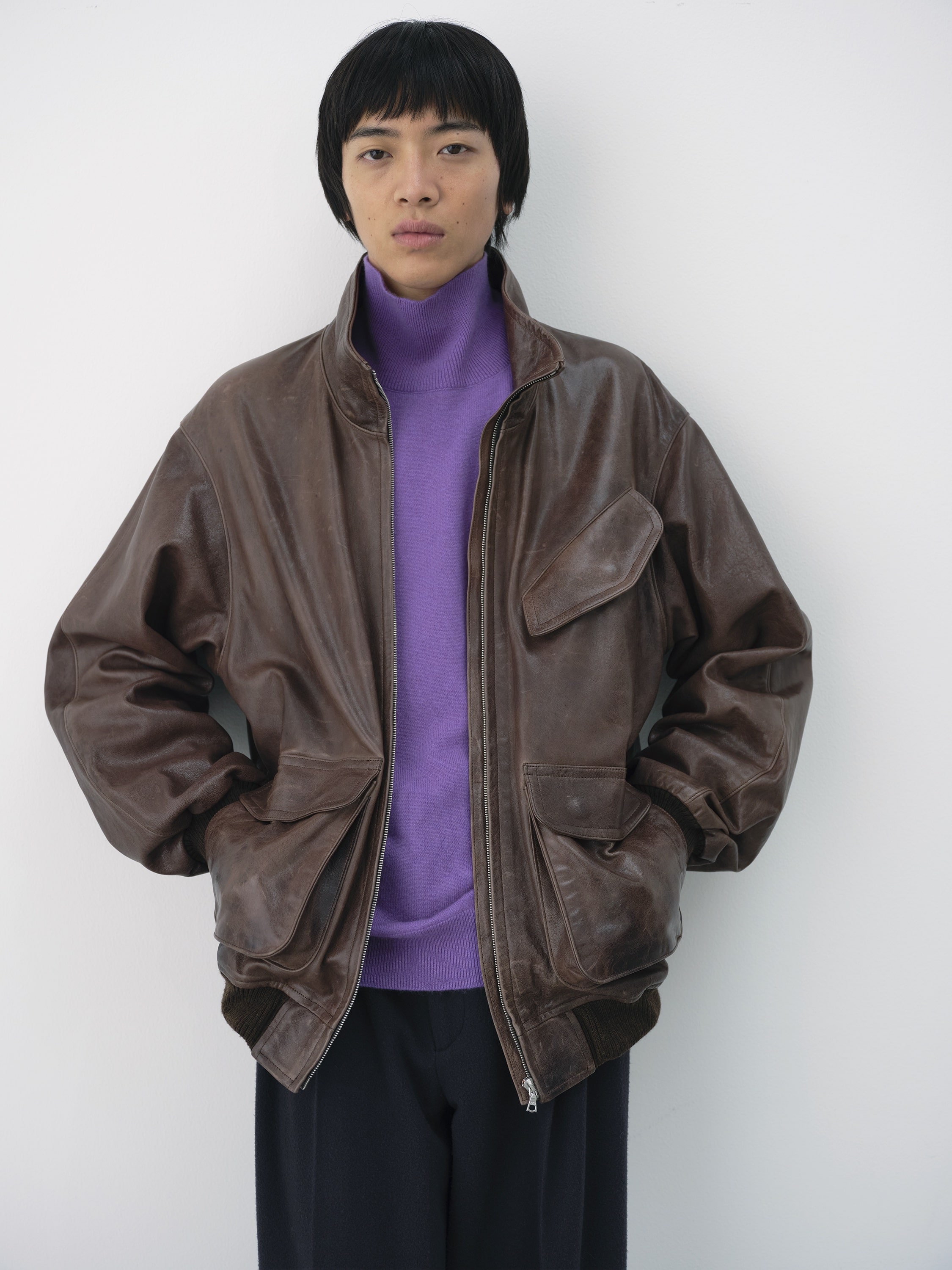 AURALEE LAMB LEATHER ZIP BLOUSON 4