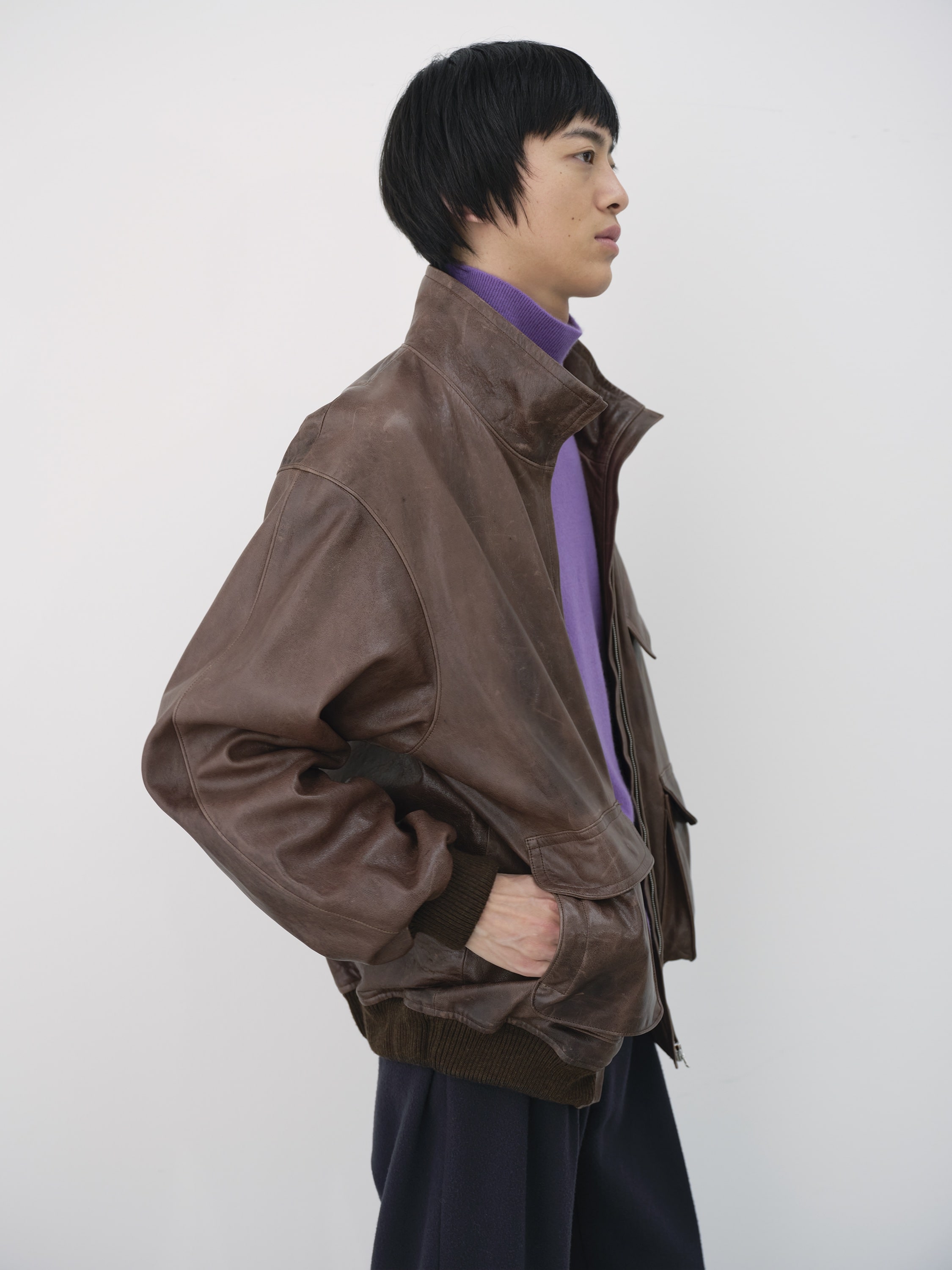 新品 AURALEE LAMB LEATHER FLIGHT BLOUSON 4 Auralee Lamb Leather Flight Blouson Brown Brown – Neighbour
