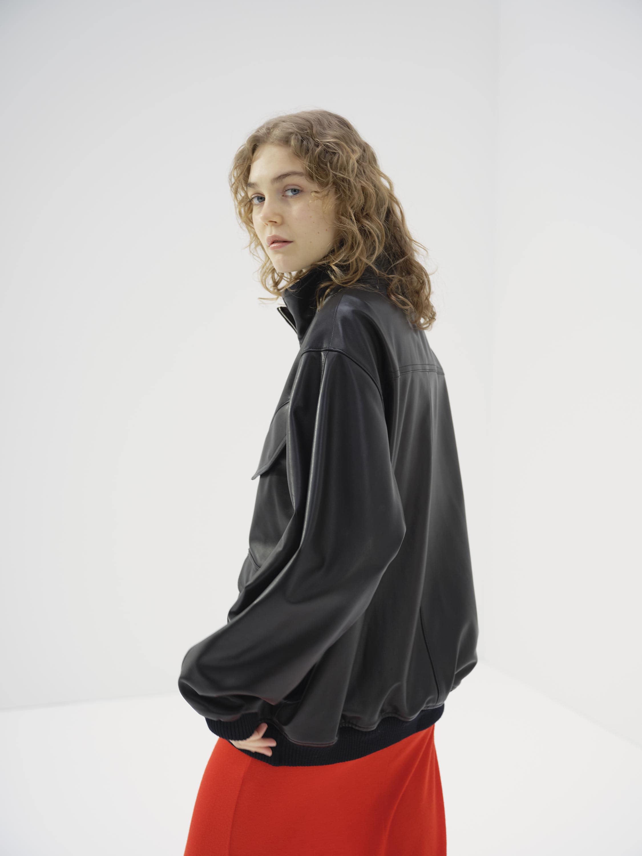 AURALEE HEAVY LAMB LEATHER ZIP BLOUSON 4 mc23y-m70218600690