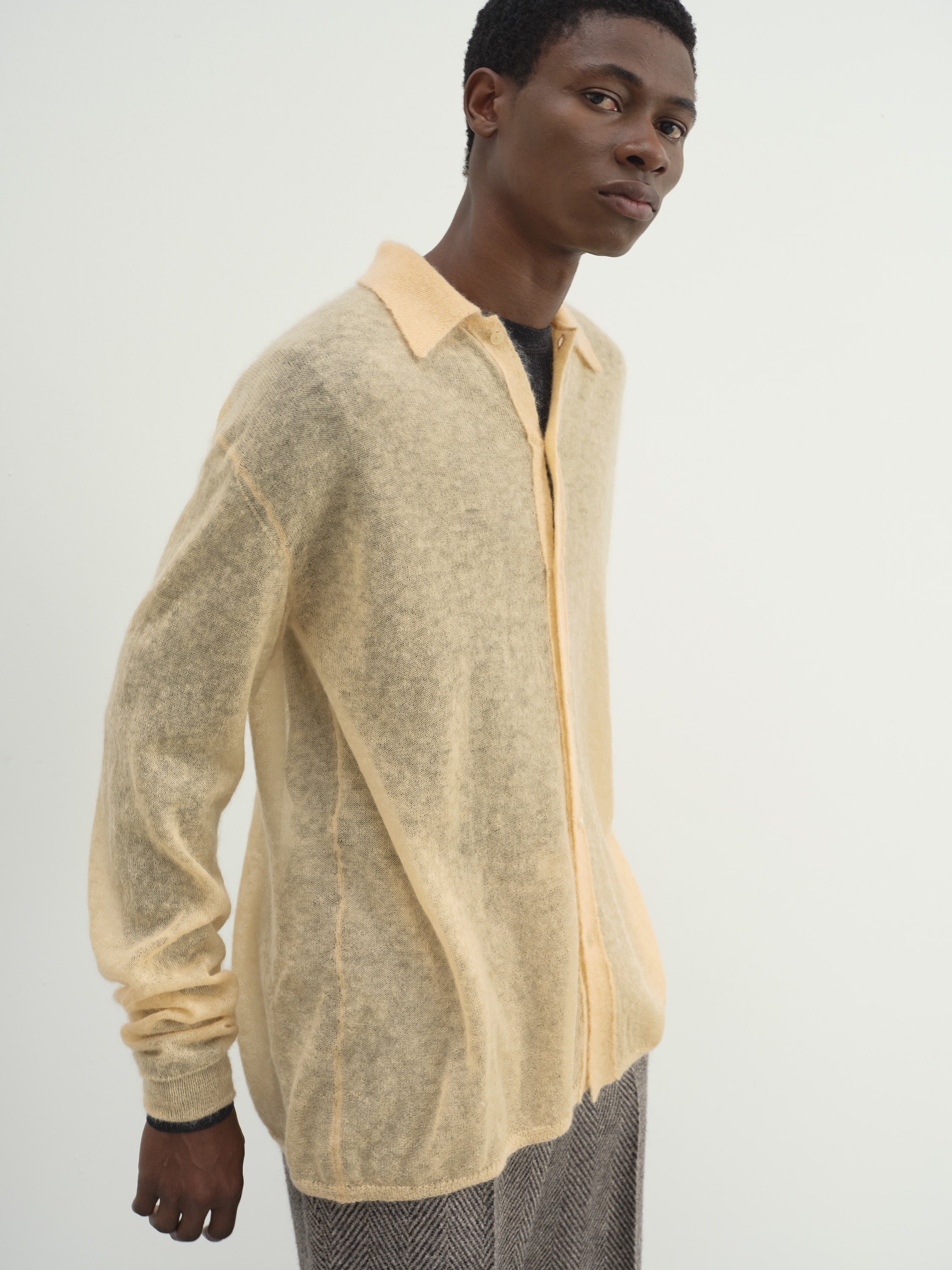 KID MOHAIR SHEER KNIT SHIRT CARDIGAN - AURALEE Official Website