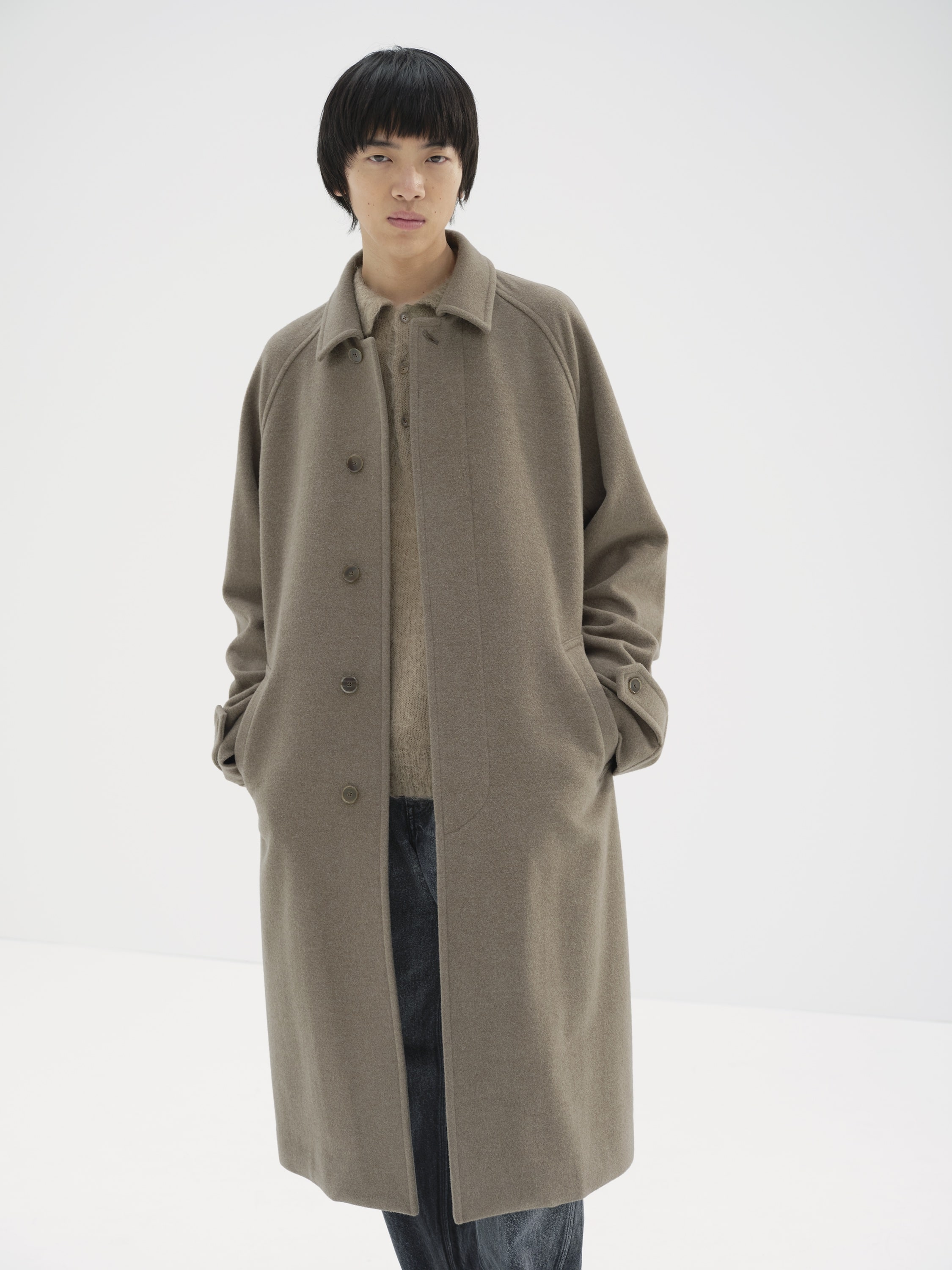 オーラリー 24AW スーパーファインウールモッサーステンカラーコート 3 オーラリー 24AW スーパーファインウールモッサーステンカラー