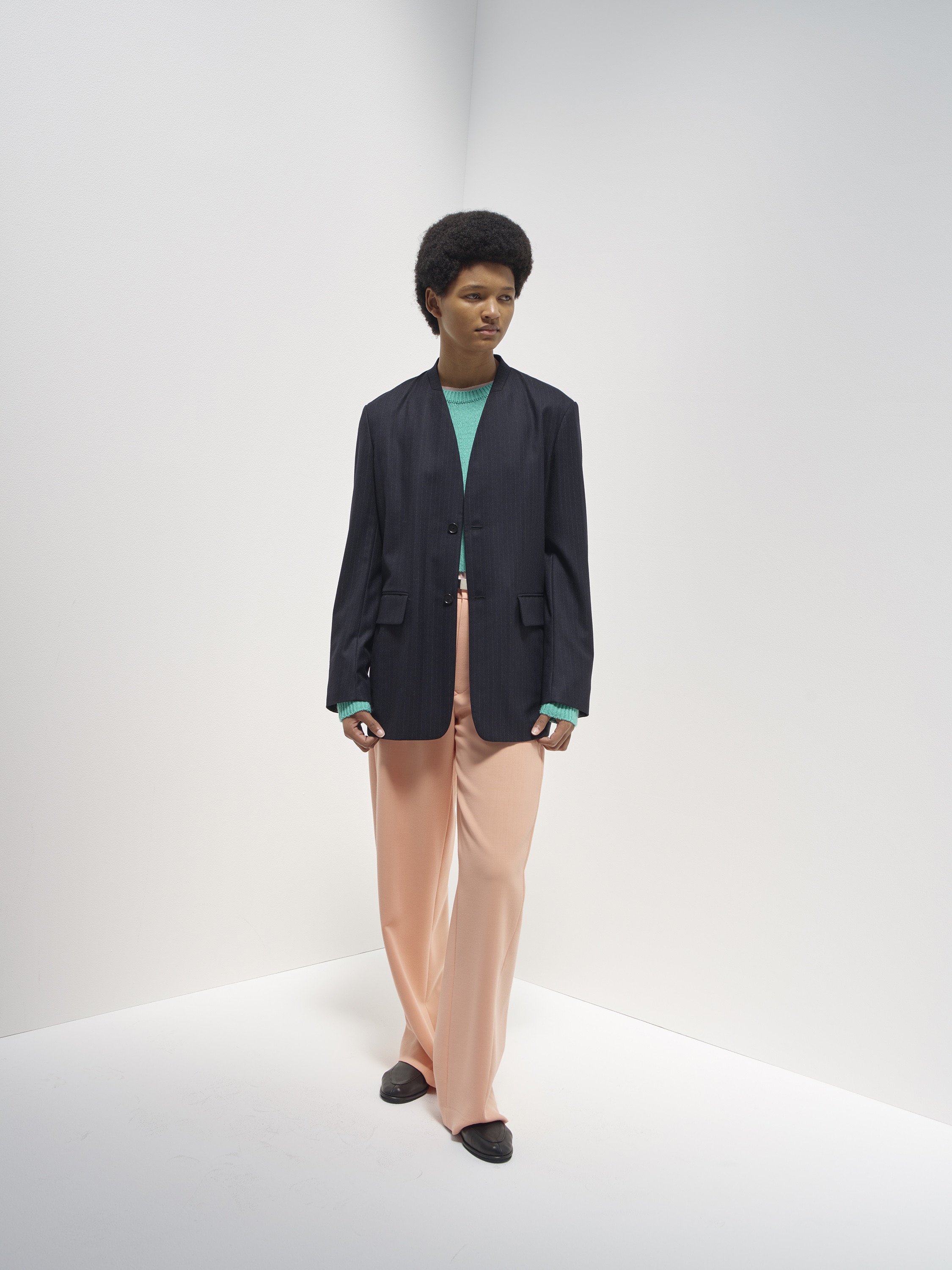 AURALEE WOOL FULLINGFLANNELSTRIPE JACKET