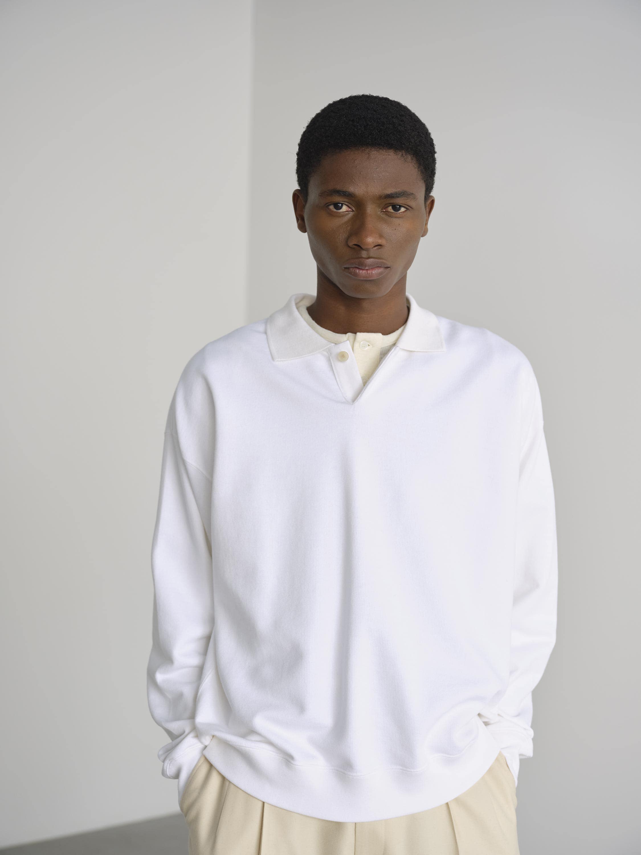 2024AW AURALEE PIMA LIGHT SWEAT POLOサイズ５ Auralee Pima Light Sweat Polo in Ink Black Curated at Jake