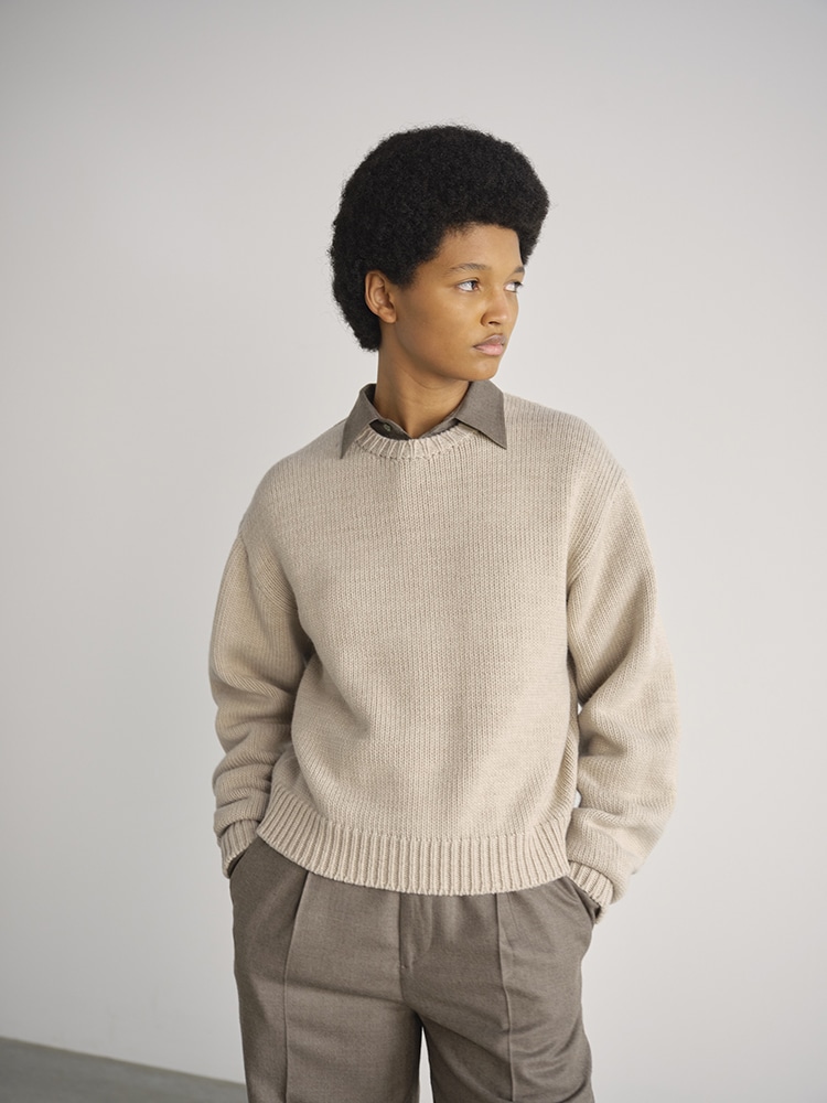 SUPER FINE WOOL HIGH GAUGE RIB KNIT SHORT CARDIGAN - AURALEE