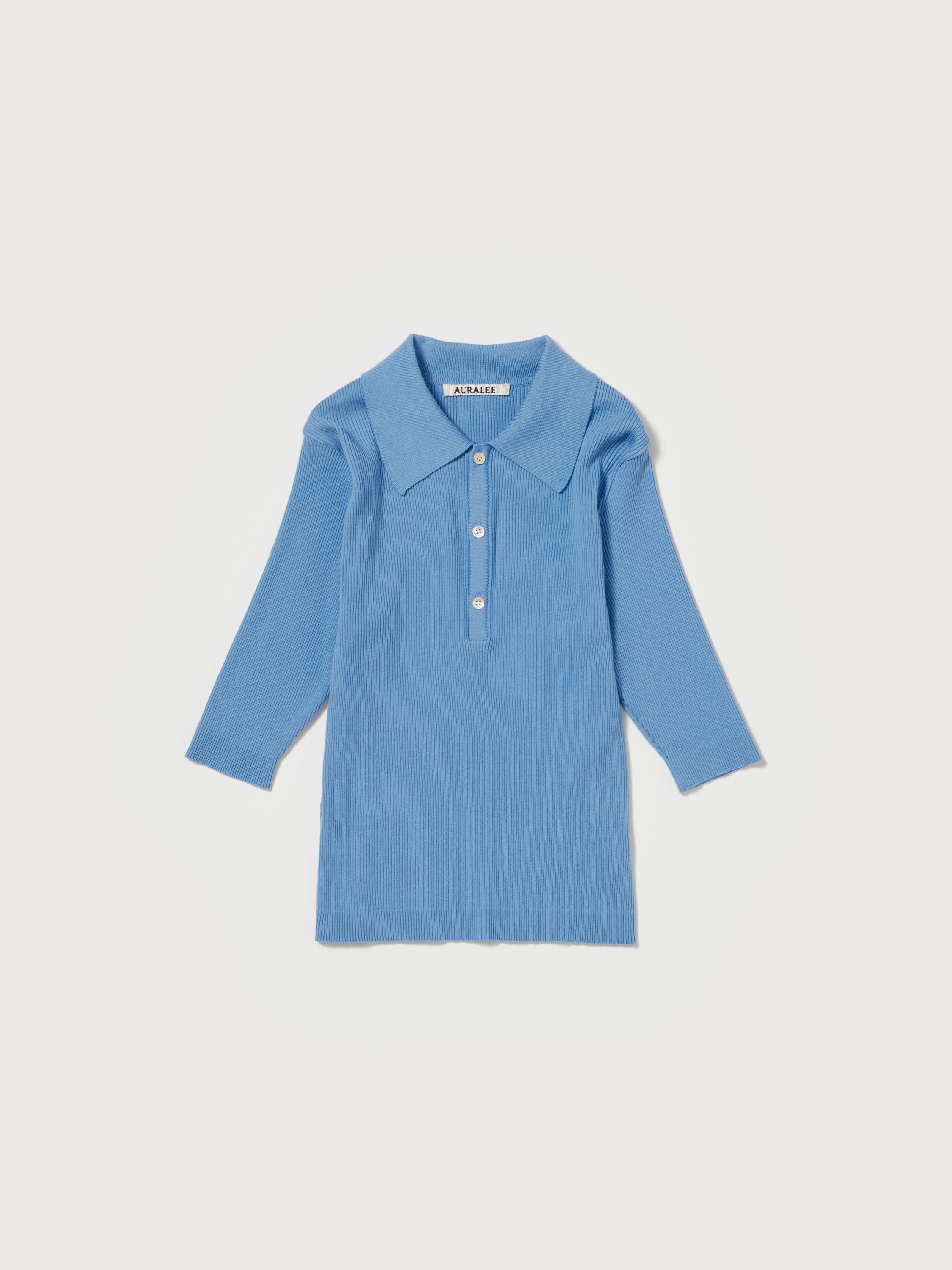 GIZA HIGH GAUGE RIB KNIT POLO 詳細画像 LIGHT BLUE 4