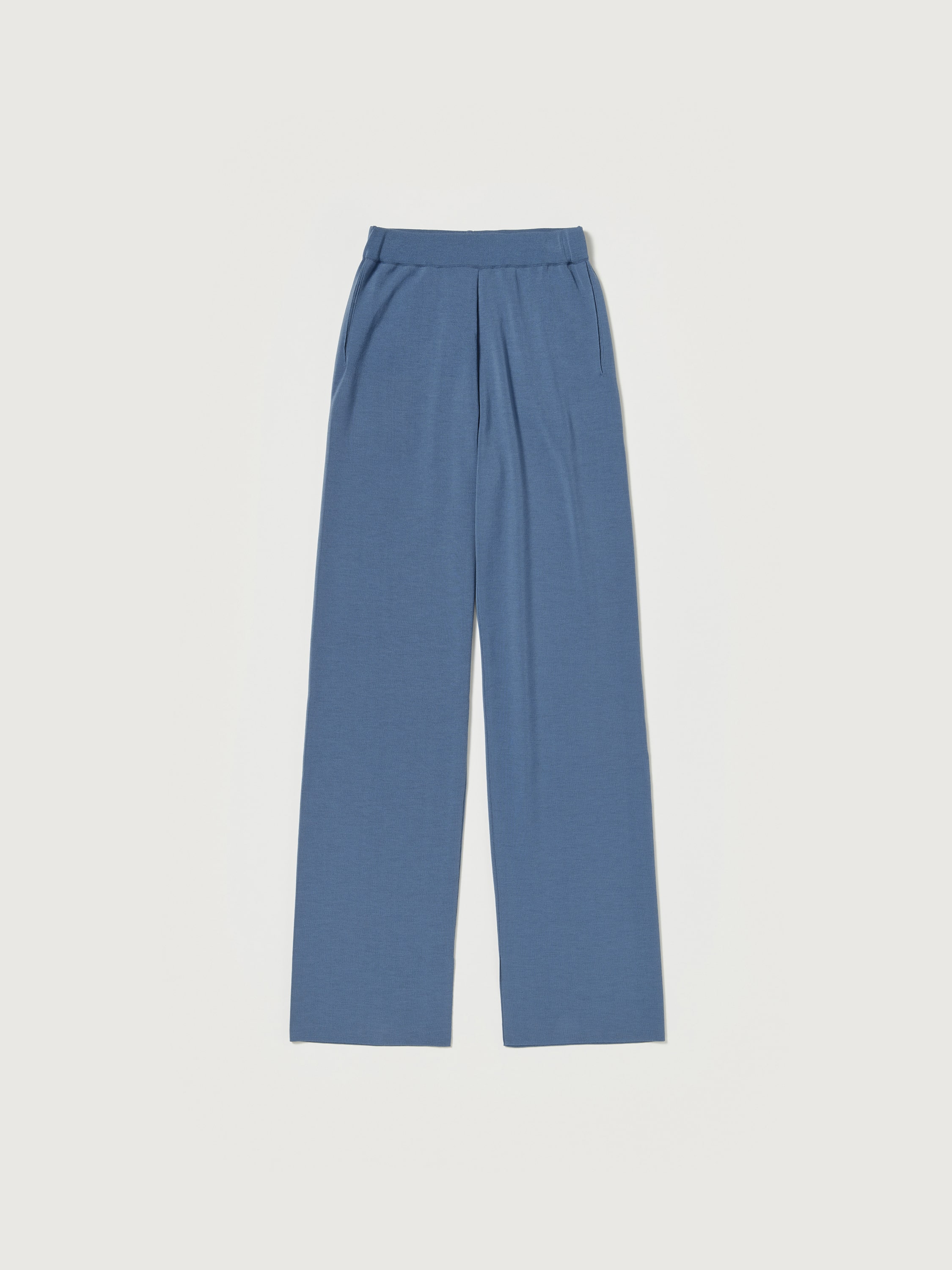 WOOL RECYCLE POLYESTER HIGH GAUGE KNIT PANTS 詳細画像 BLUE GRAY 1