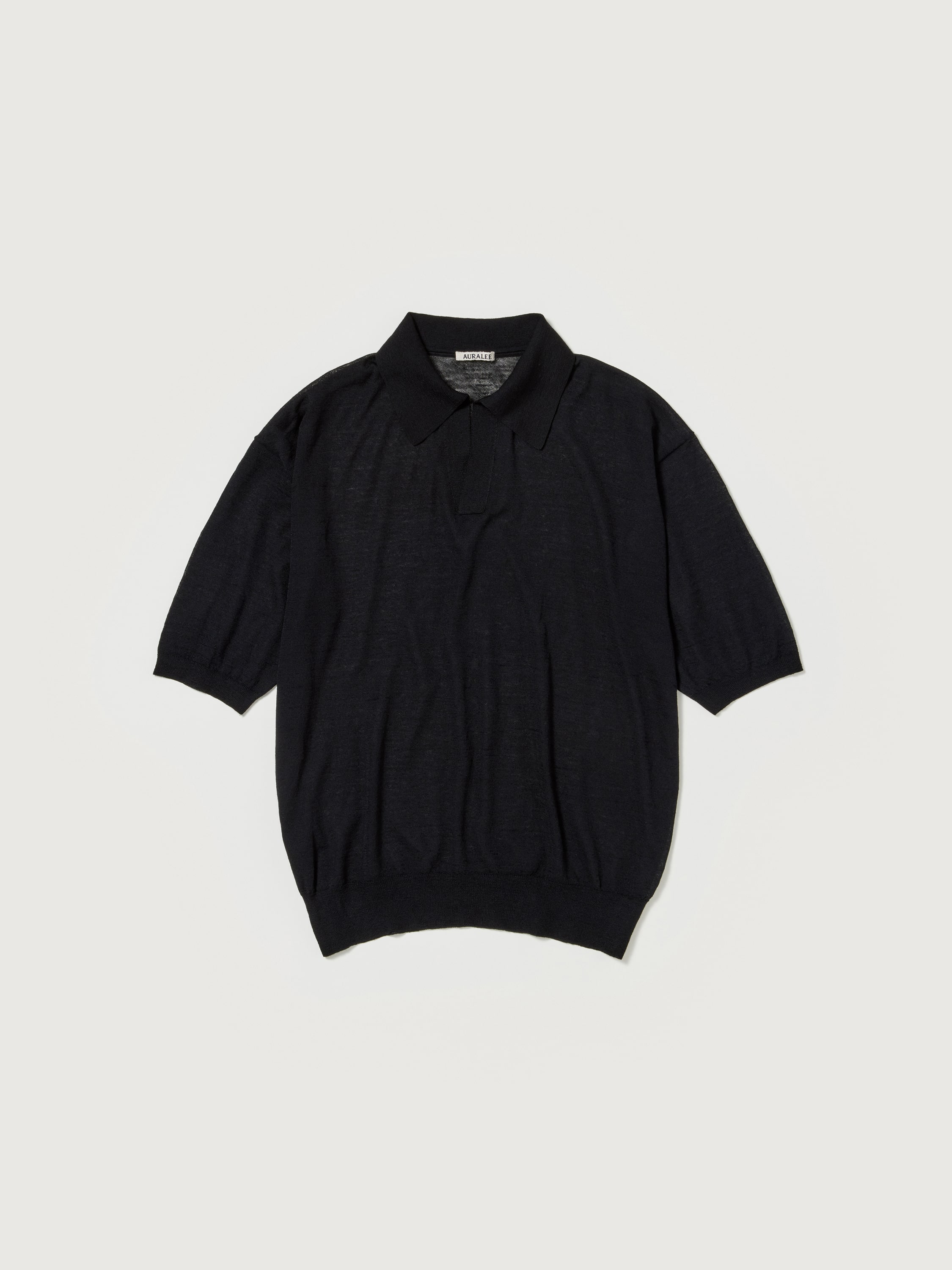 HARD TWIST HIGH GAUGE WOOL SILK KNIT SKIPPER POLO 詳細画像 BLACK 1