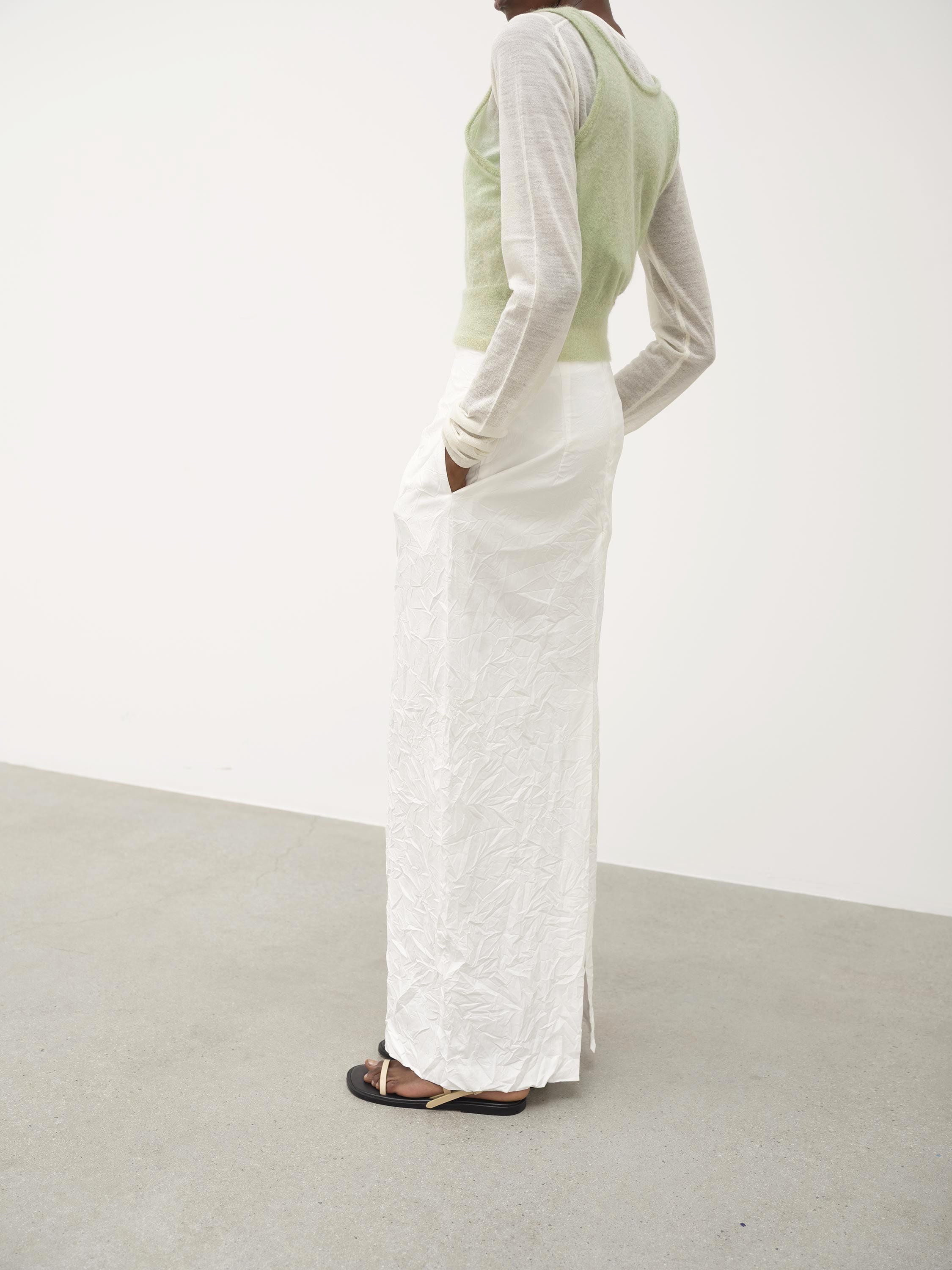 WRINKLED WASHED FINX TWILL SKIRT 詳細画像 WHITE 4