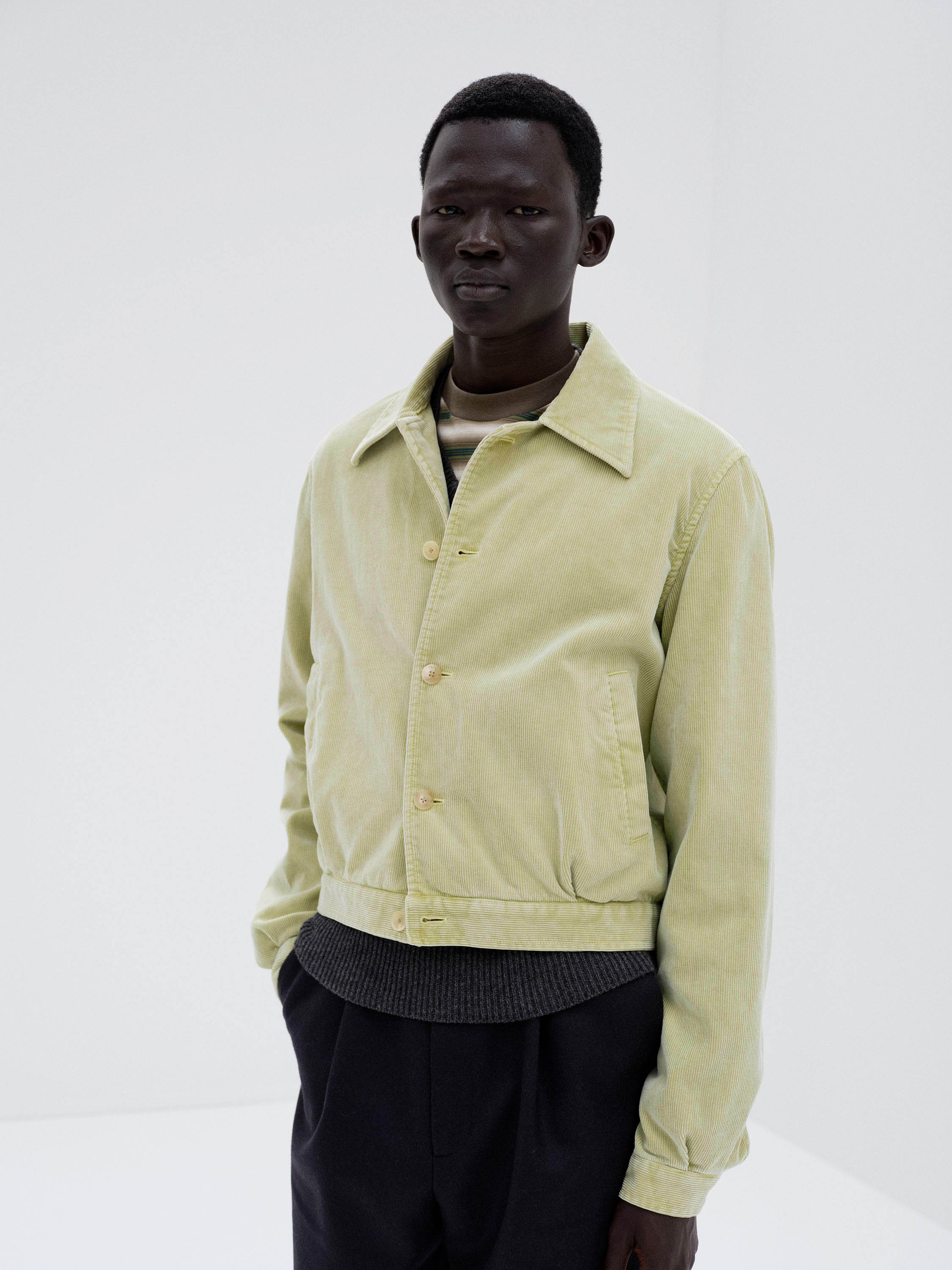 PIGMENT DYED FINX CORDUROY BLOUSON 詳細画像 DUSTY LIME 2