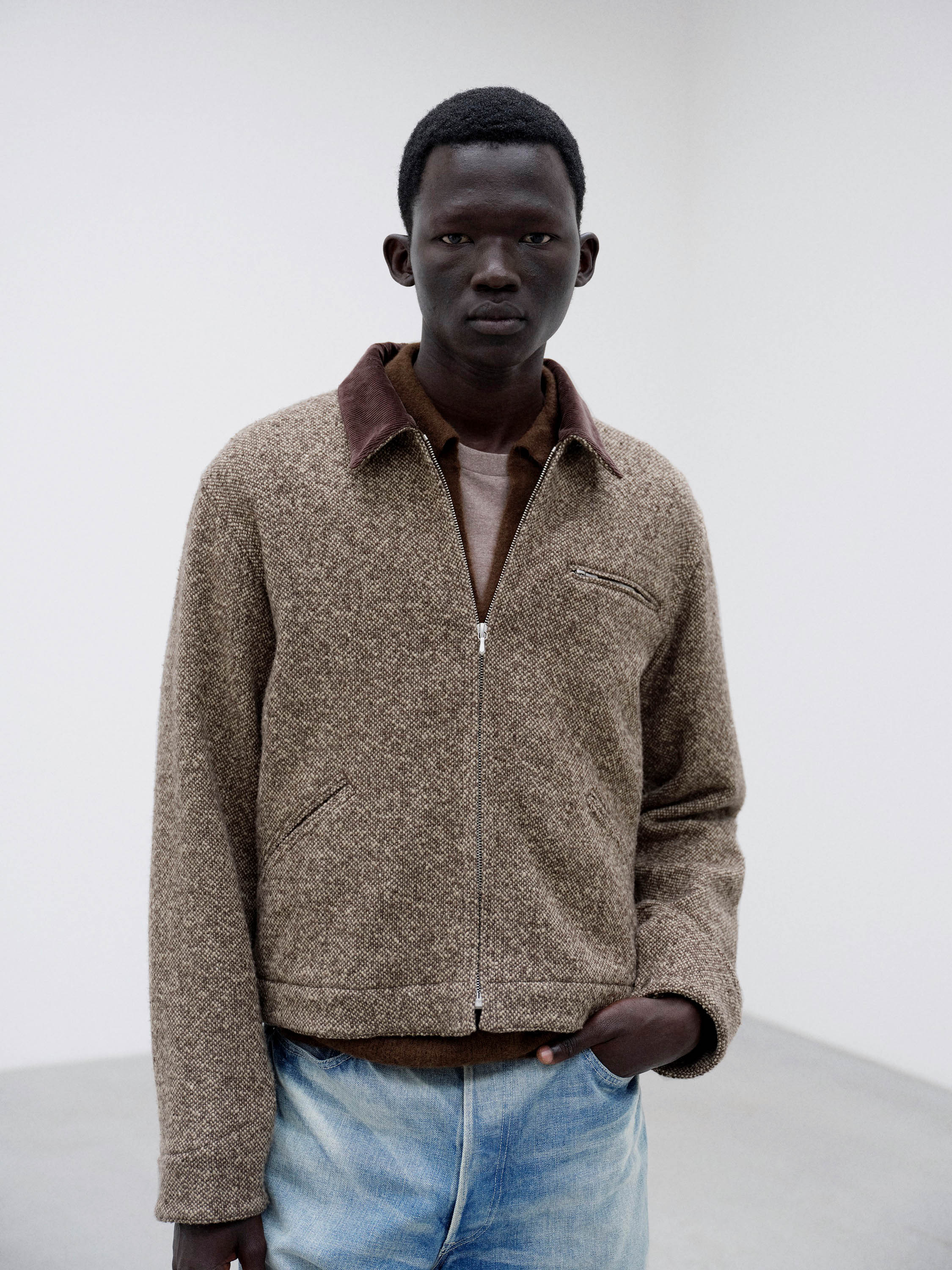 HOMESPUN TWEED  ZIP BLOUSON 詳細画像 BROWN 1