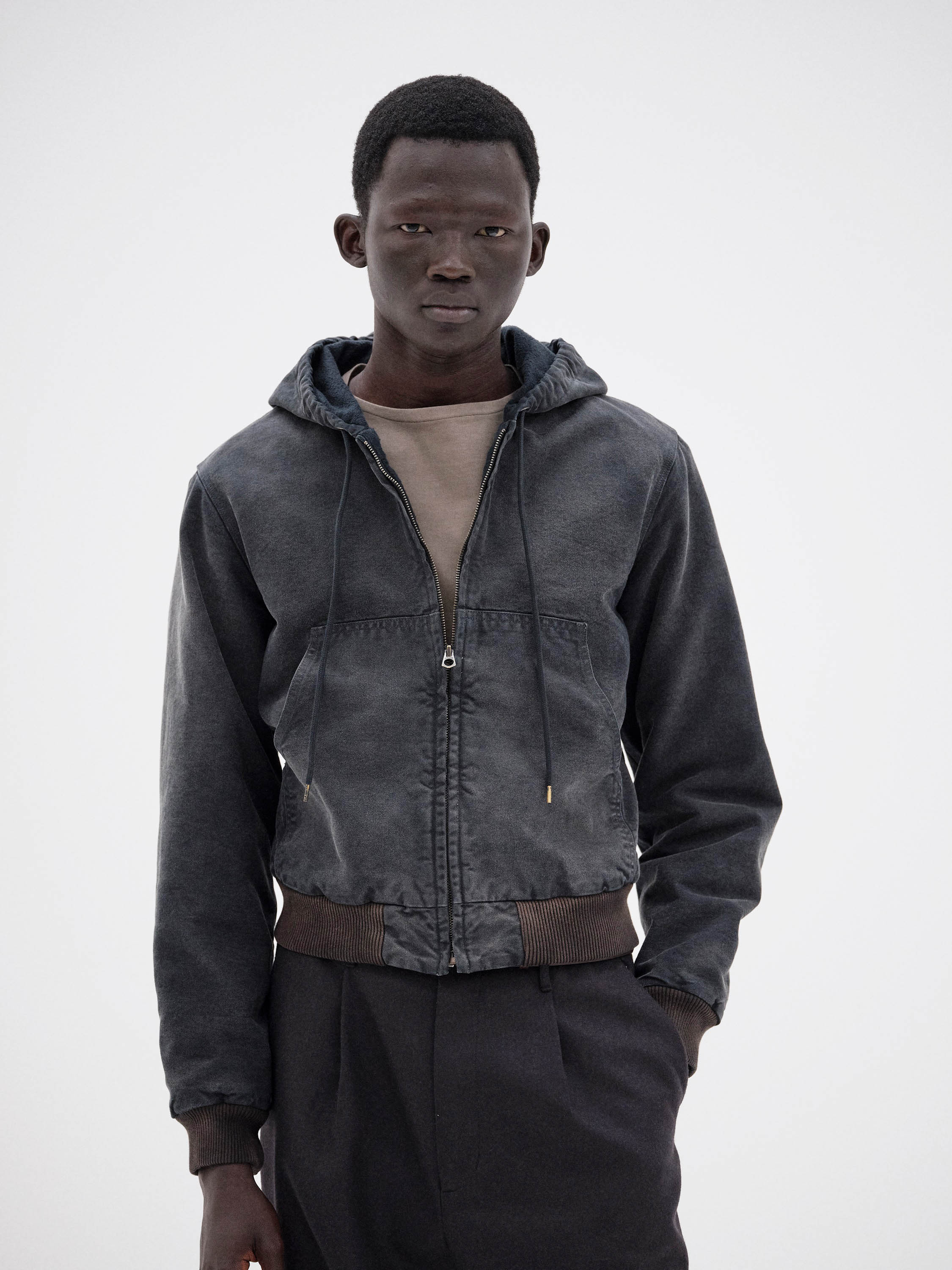 PRODUCT DYED ORGANIC COTTON DUCK SHORT ZIP PARKA 詳細画像 FADED BLACK 4