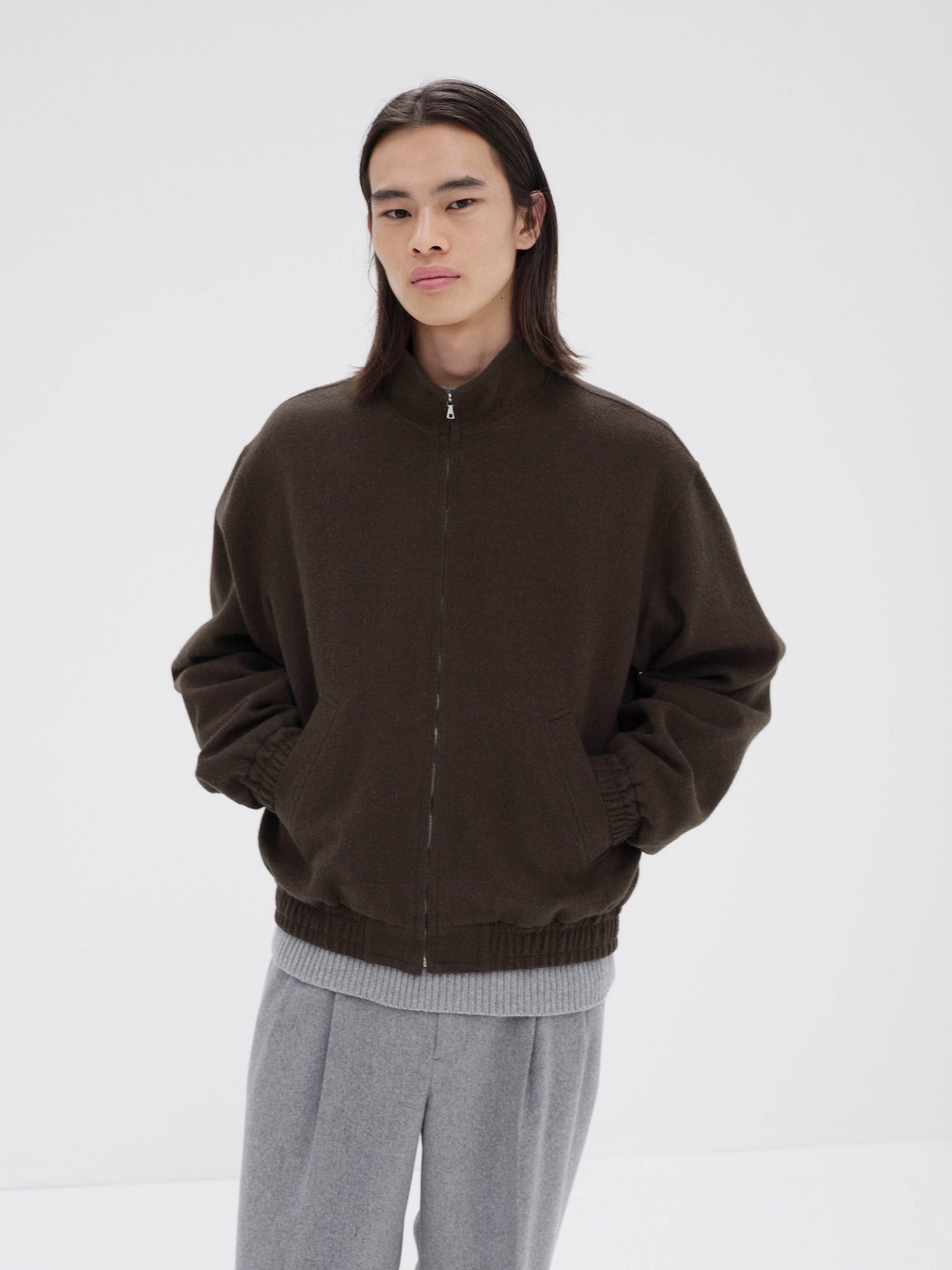 BABY CAMEL FLANNEL ZIP BLOUSON 詳細画像 DARK BROWN 1