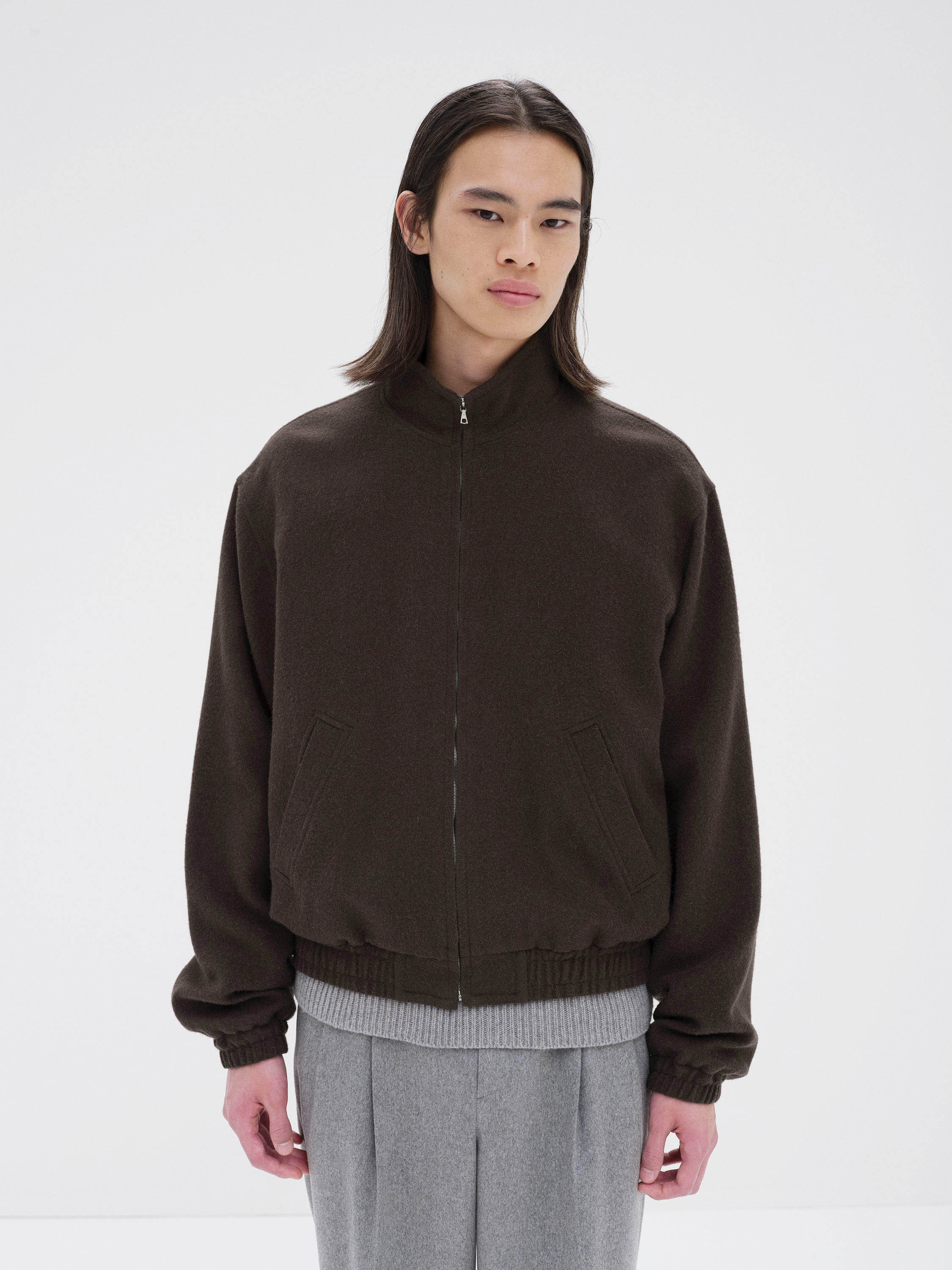 BABY CAMEL FLANNEL ZIP BLOUSON 詳細画像 DARK BROWN 2