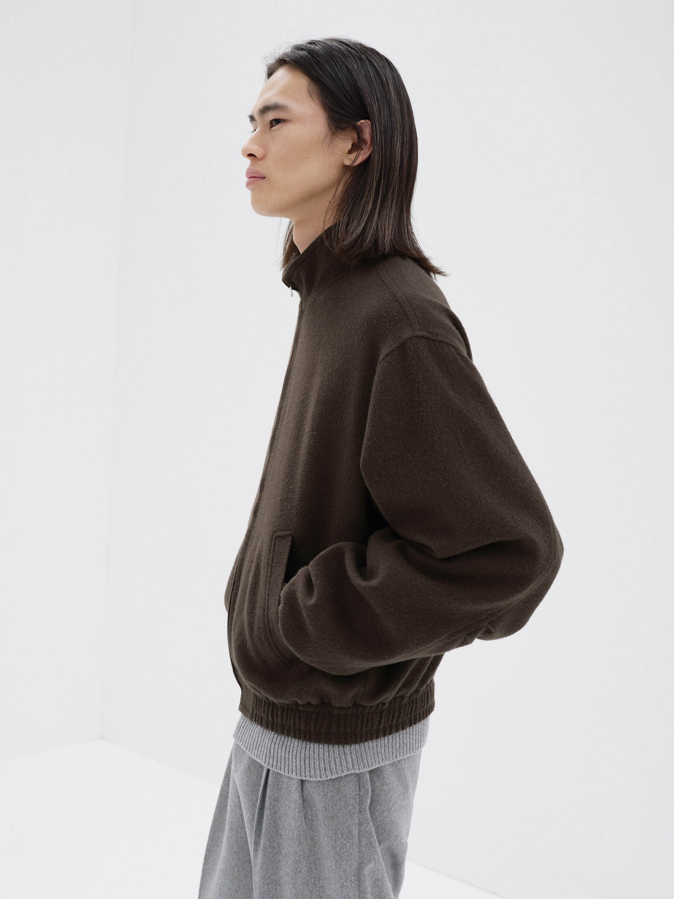 BABY CAMEL FLANNEL ZIP BLOUSON 詳細画像 DARK BROWN 3