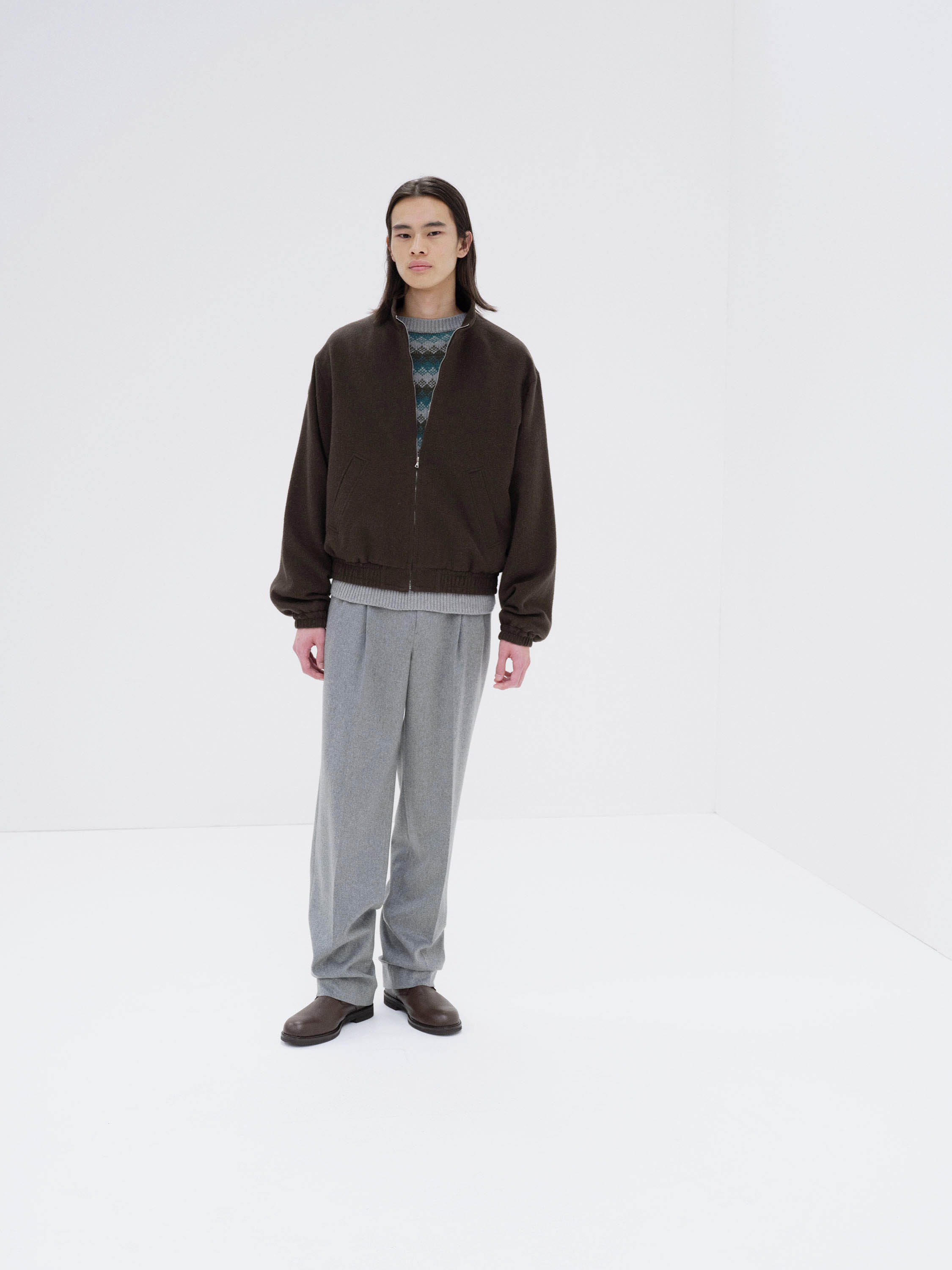 BABY CAMEL FLANNEL ZIP BLOUSON 詳細画像 DARK BROWN 5
