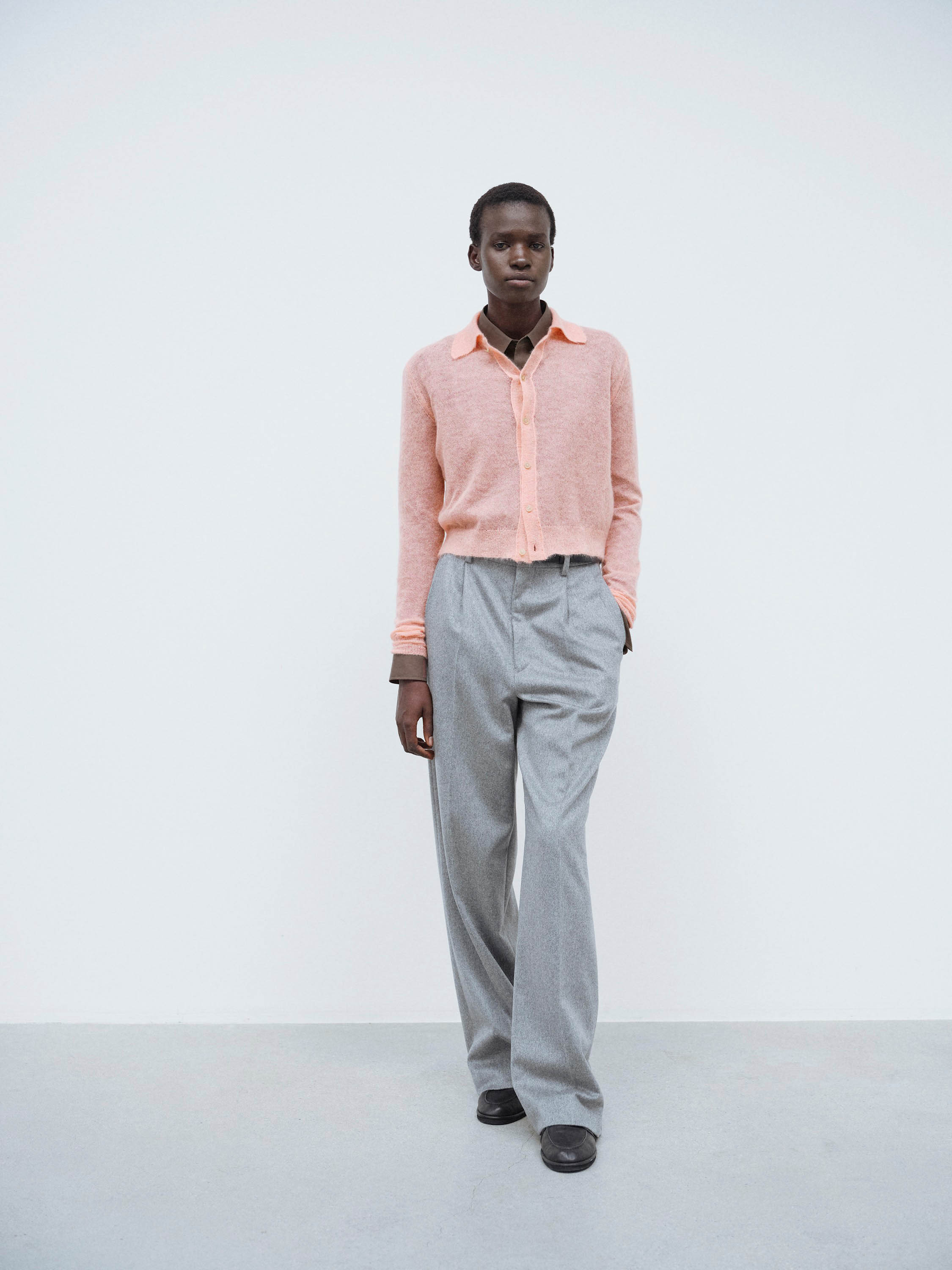 KID MOHAIR SHEER KNIT SHIRT CARDIGAN 詳細画像 SALMON PINK 2