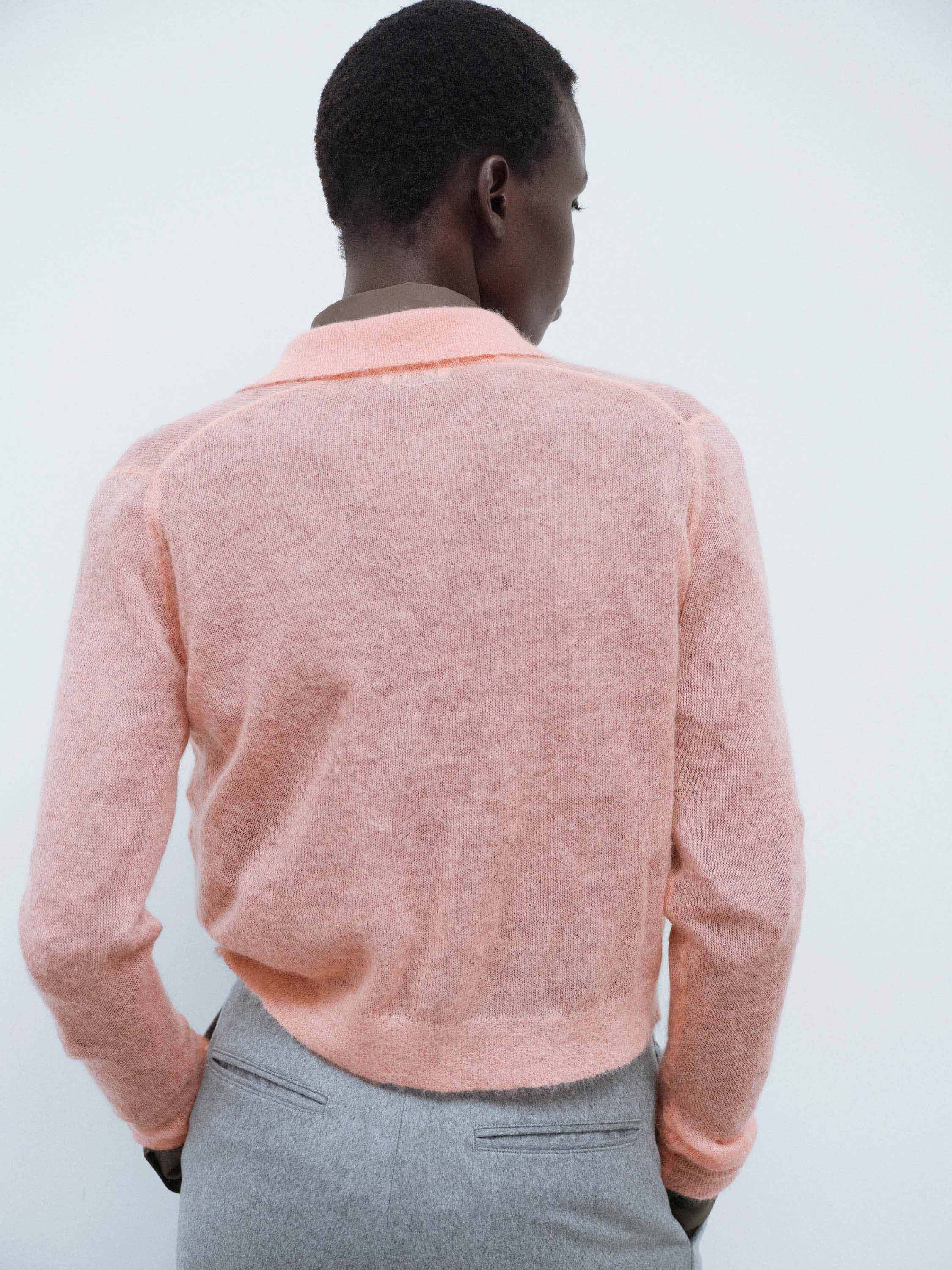 KID MOHAIR SHEER KNIT SHIRT CARDIGAN 詳細画像 SALMON PINK 3