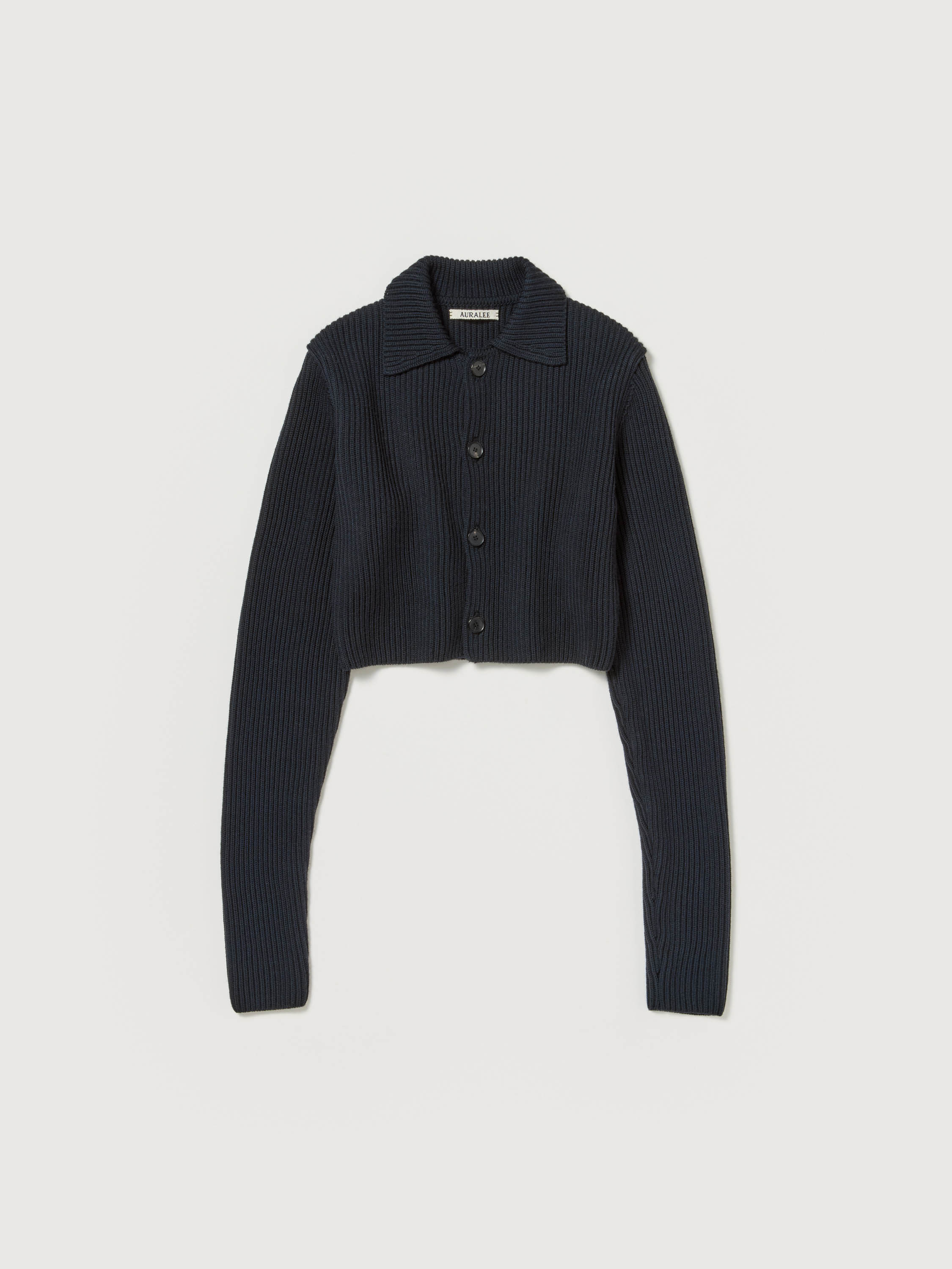SUPER FINE WOOL SOFT RIB KNIT CROPPED SHIRT CARDIGAN 詳細画像 DARK NAVY 1