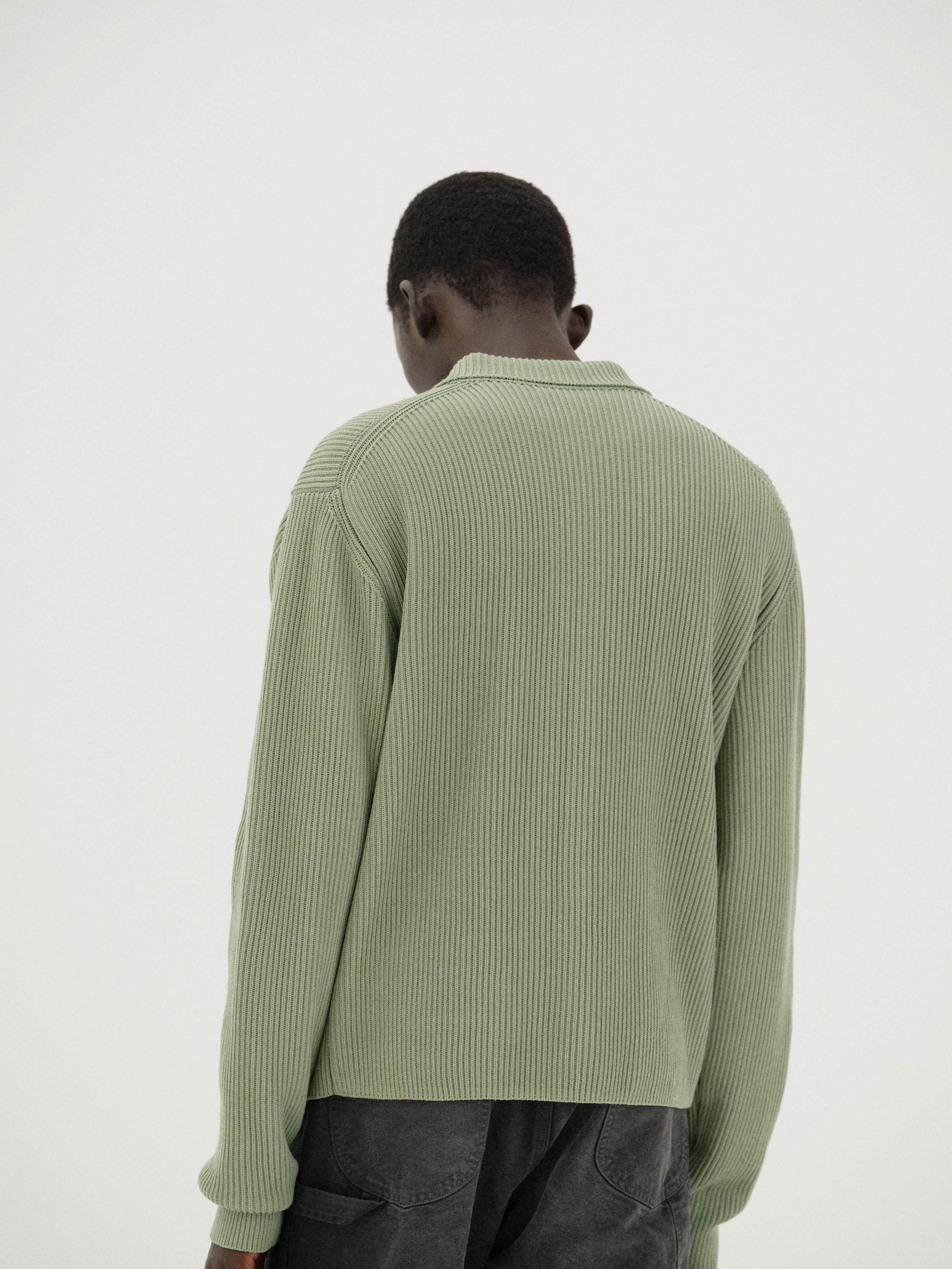 SUPER FINE WOOL RIB KNIT SHIRT CARDIGAN 詳細画像 DUSTY GREEN 4