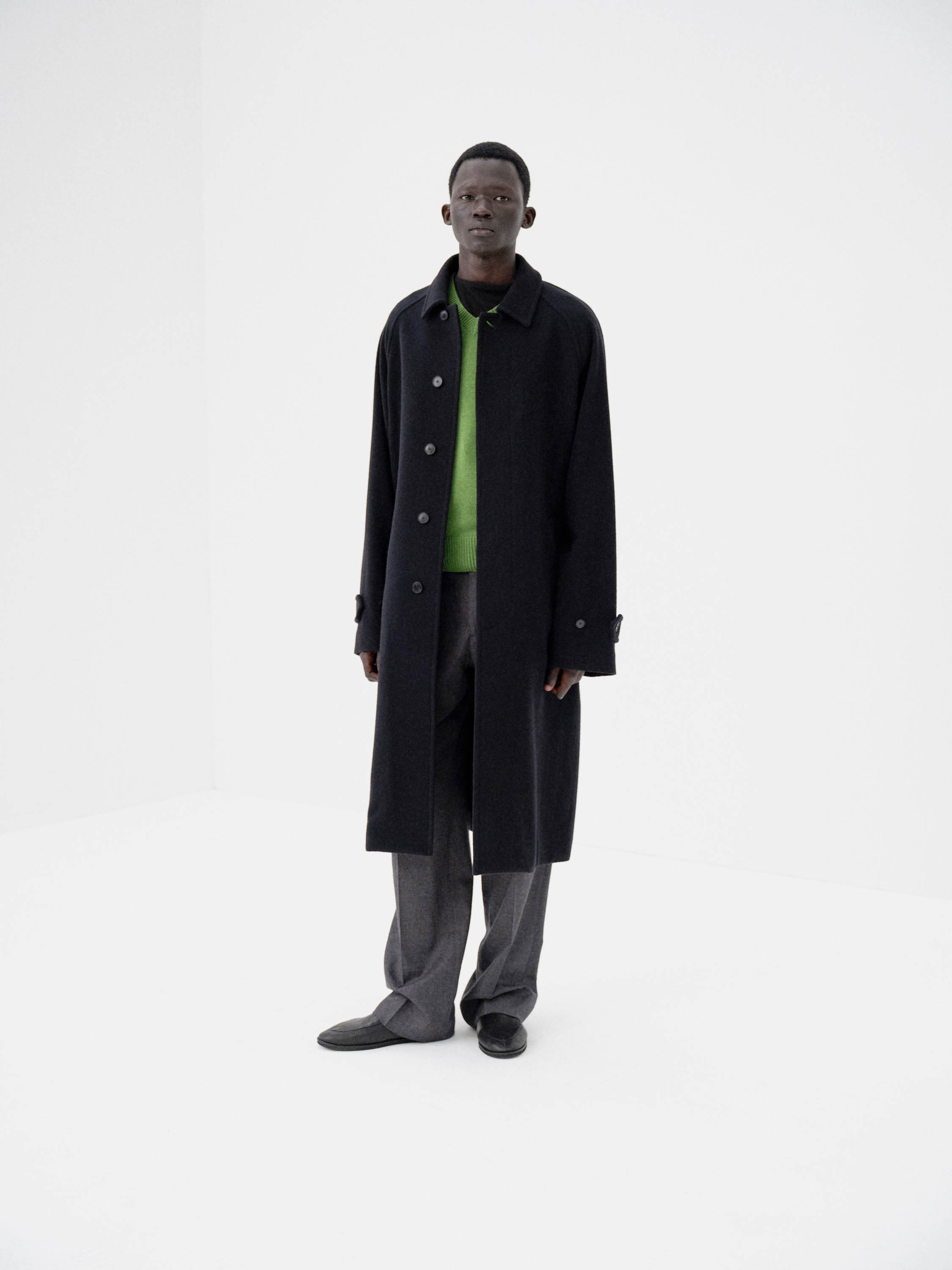 SUPER FINE WOOL MOSSER SOUTIEN COLLAR COAT 詳細画像 BLACK 1