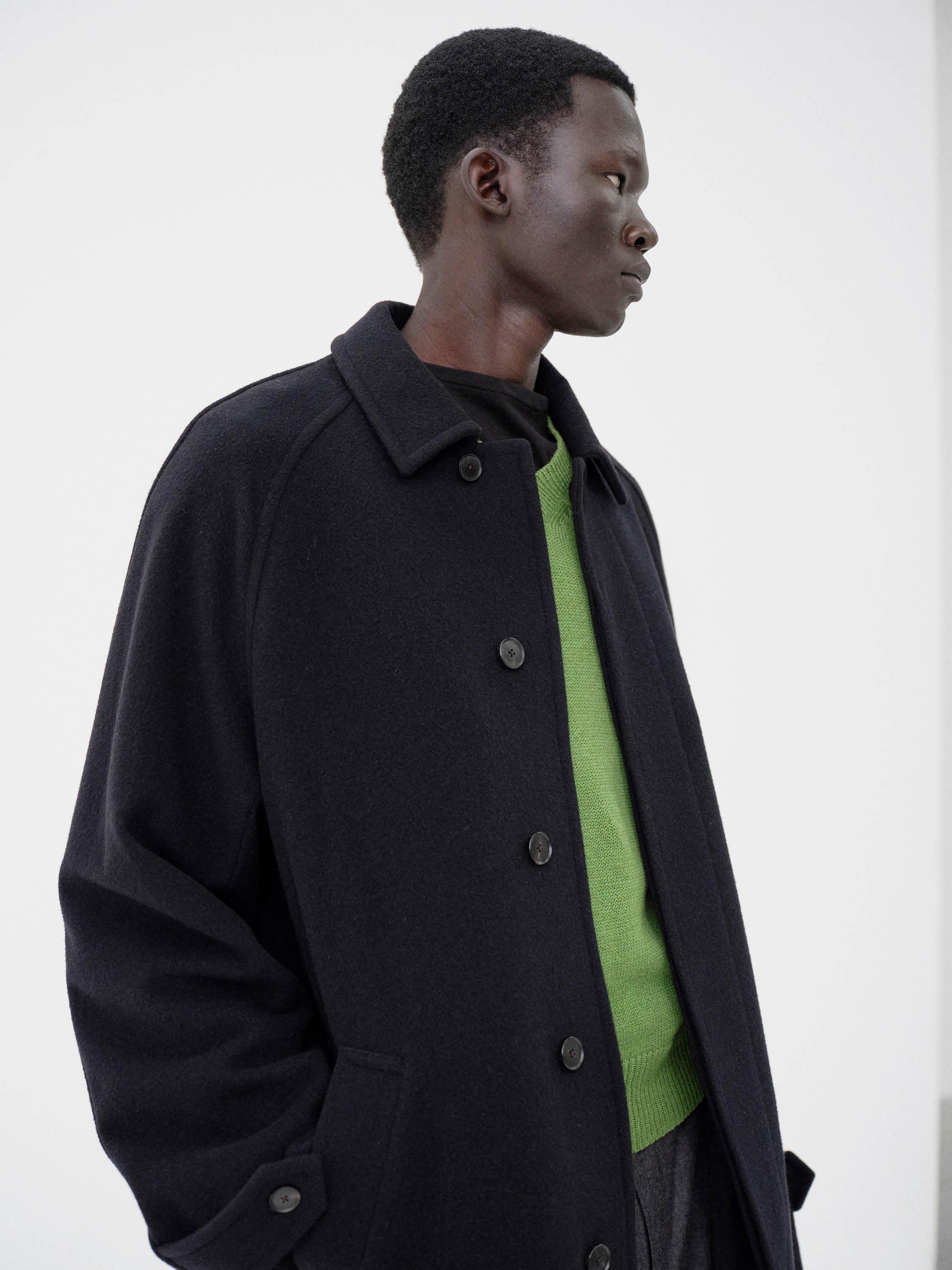 SUPER FINE WOOL MOSSER SOUTIEN COLLAR COAT 詳細画像 BLACK 2