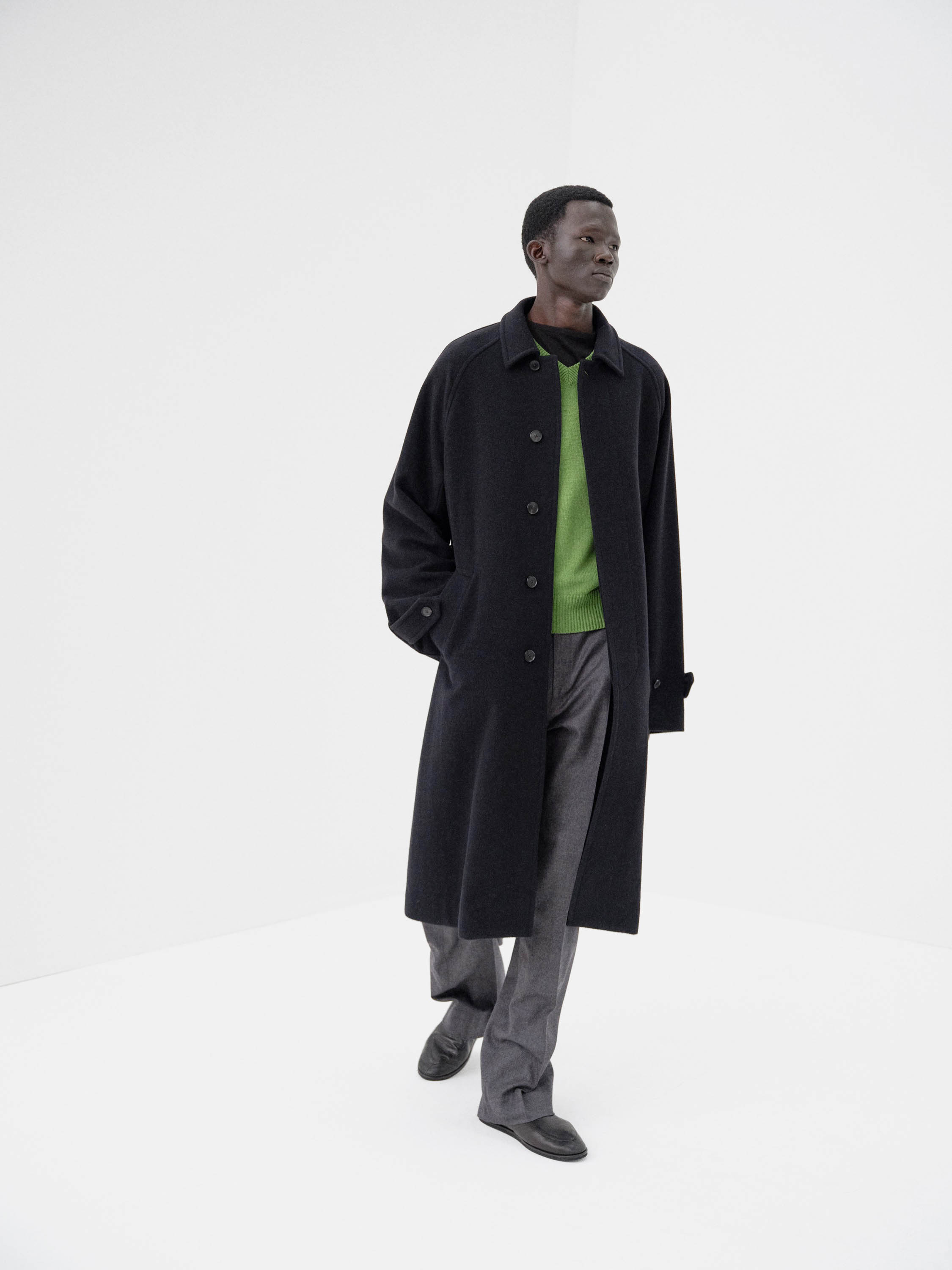 SUPER FINE WOOL MOSSER SOUTIEN COLLAR COAT 詳細画像 BLACK 3