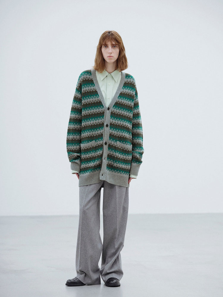 CASHMERE JACQUARD KNIT LONG CARDIGAN - AURALEE Official Website