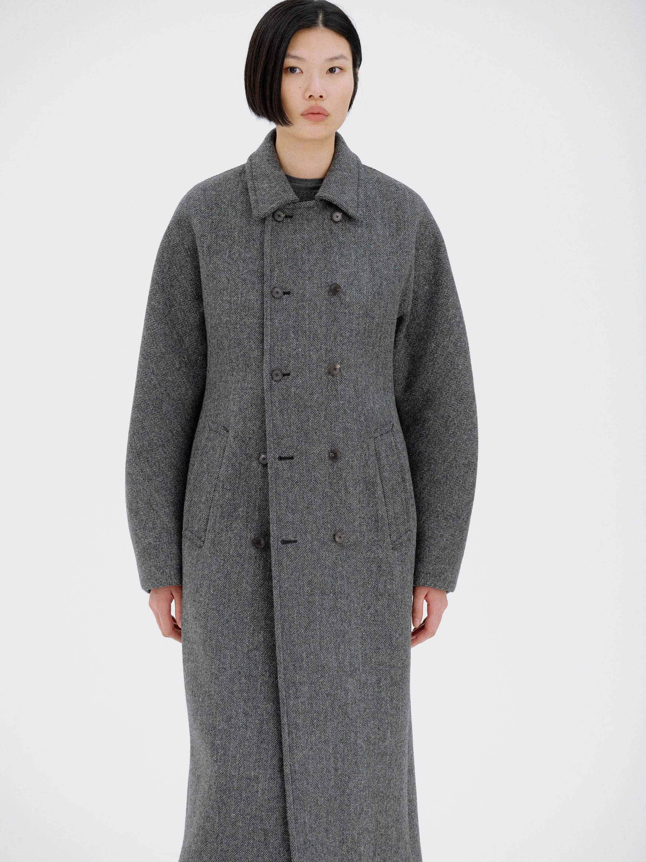 SHETLAND WOOL DOUBLE CLOTH COAT 詳細画像 GRAY HERRINGBONE 1