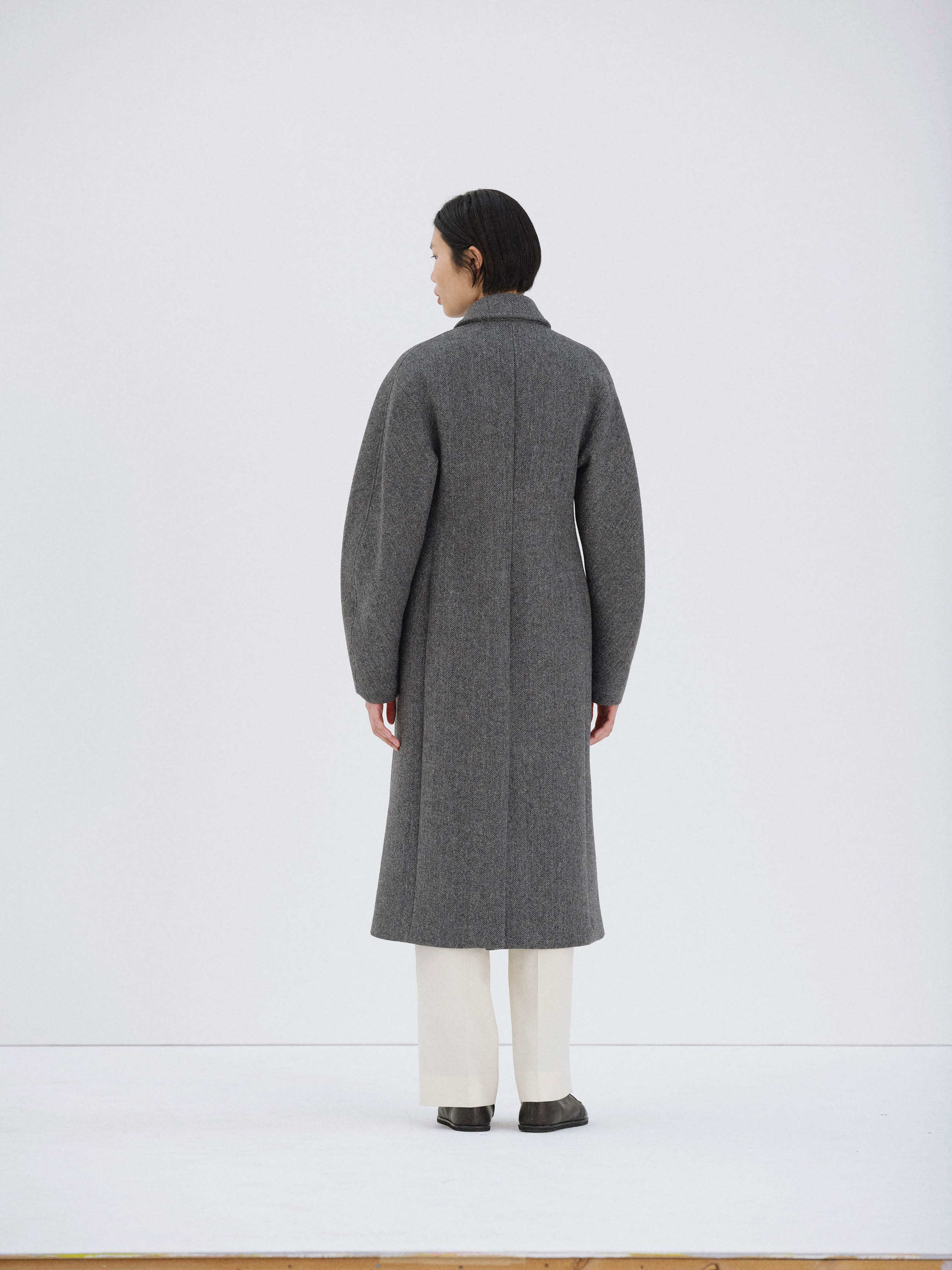 SHETLAND WOOL DOUBLE CLOTH COAT 詳細画像 GRAY HERRINGBONE 5