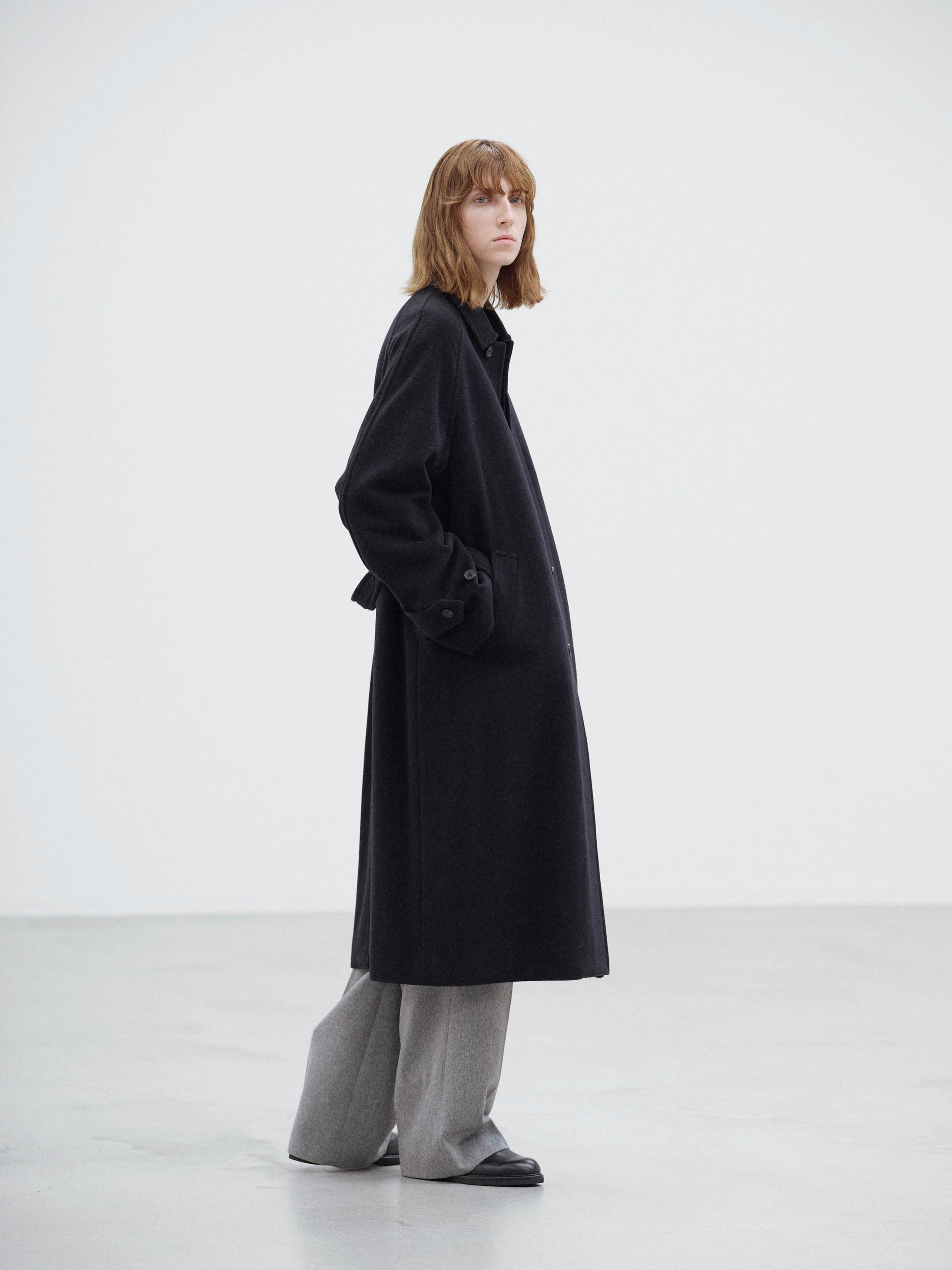 SUPER FINE WOOL MOSSER SOUTIEN COLLAR COAT 詳細画像 BLACK 3