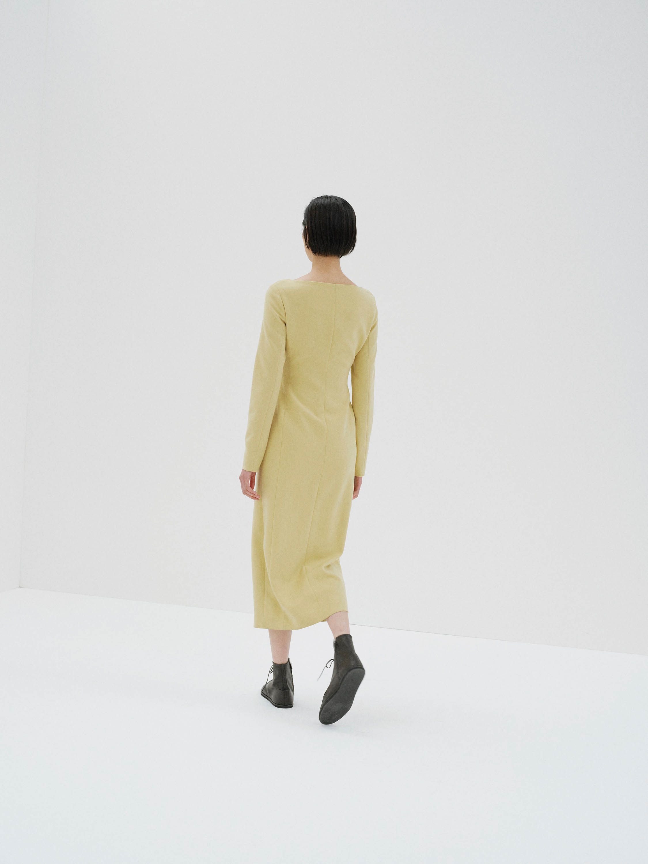 TENSE WOOL DOUBLE CLOTH FRONT-ZIP DRESS 詳細画像 DUSTY LIME 4