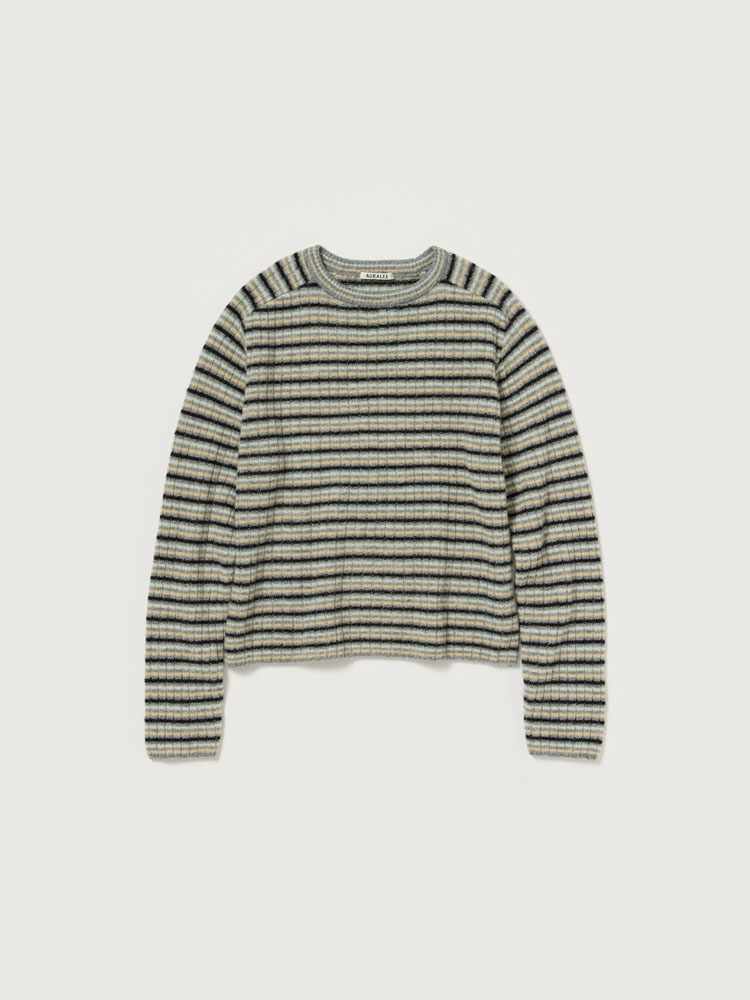 SHETLAND WOOL CASHMERE RIB KNIT P/O