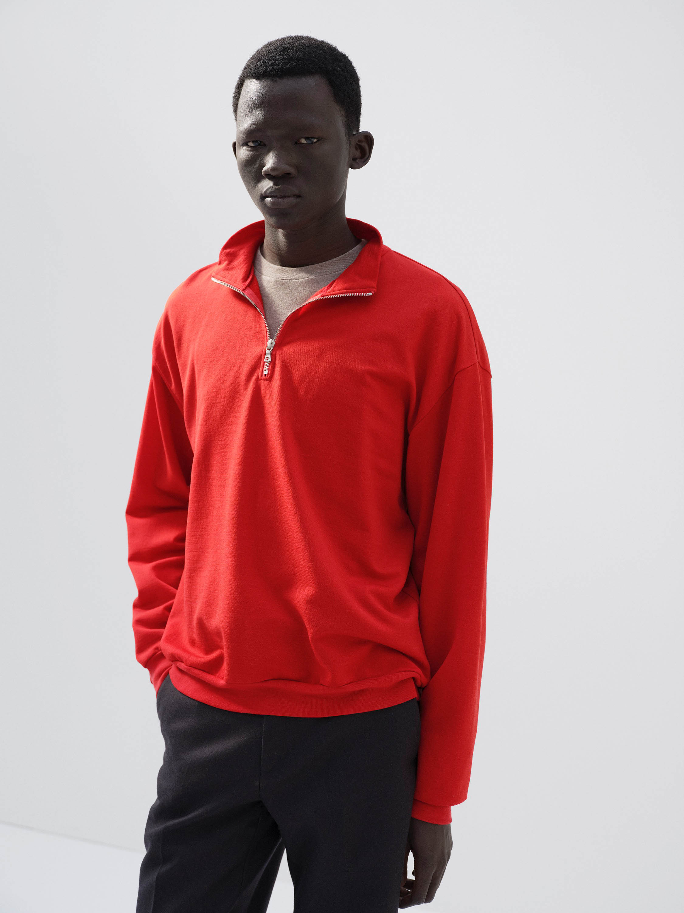 LIGHT WOOL SWEAT HALF ZIP P/O 詳細画像 RED 2