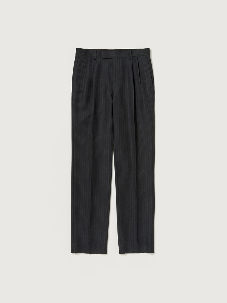 BLUEFACED WOOL TWO-TUCK SLACKS