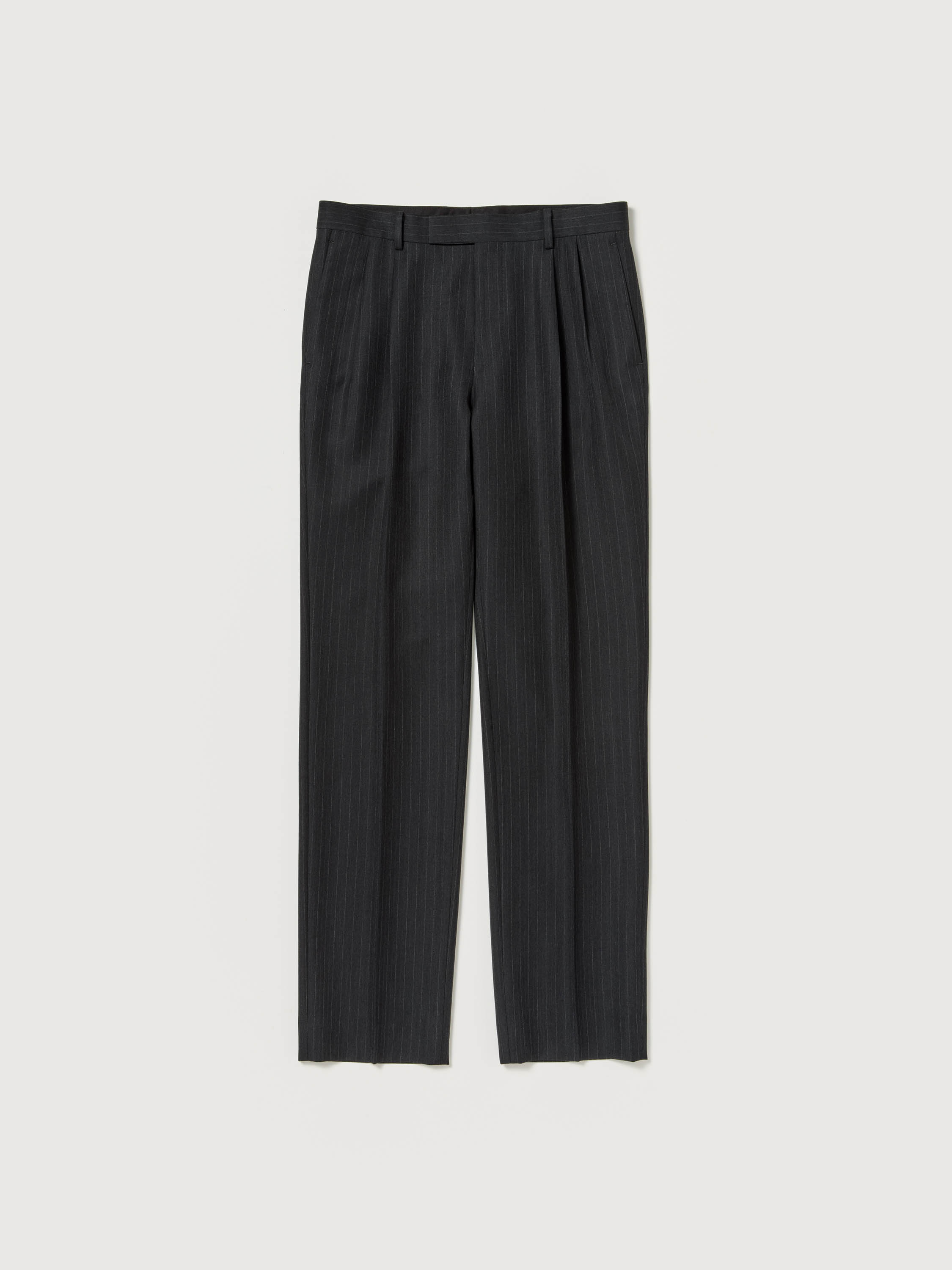 BLUEFACED WOOL TWO-TUCK SLACKS 詳細画像 CHARCOAL NAVY STRIPE 5