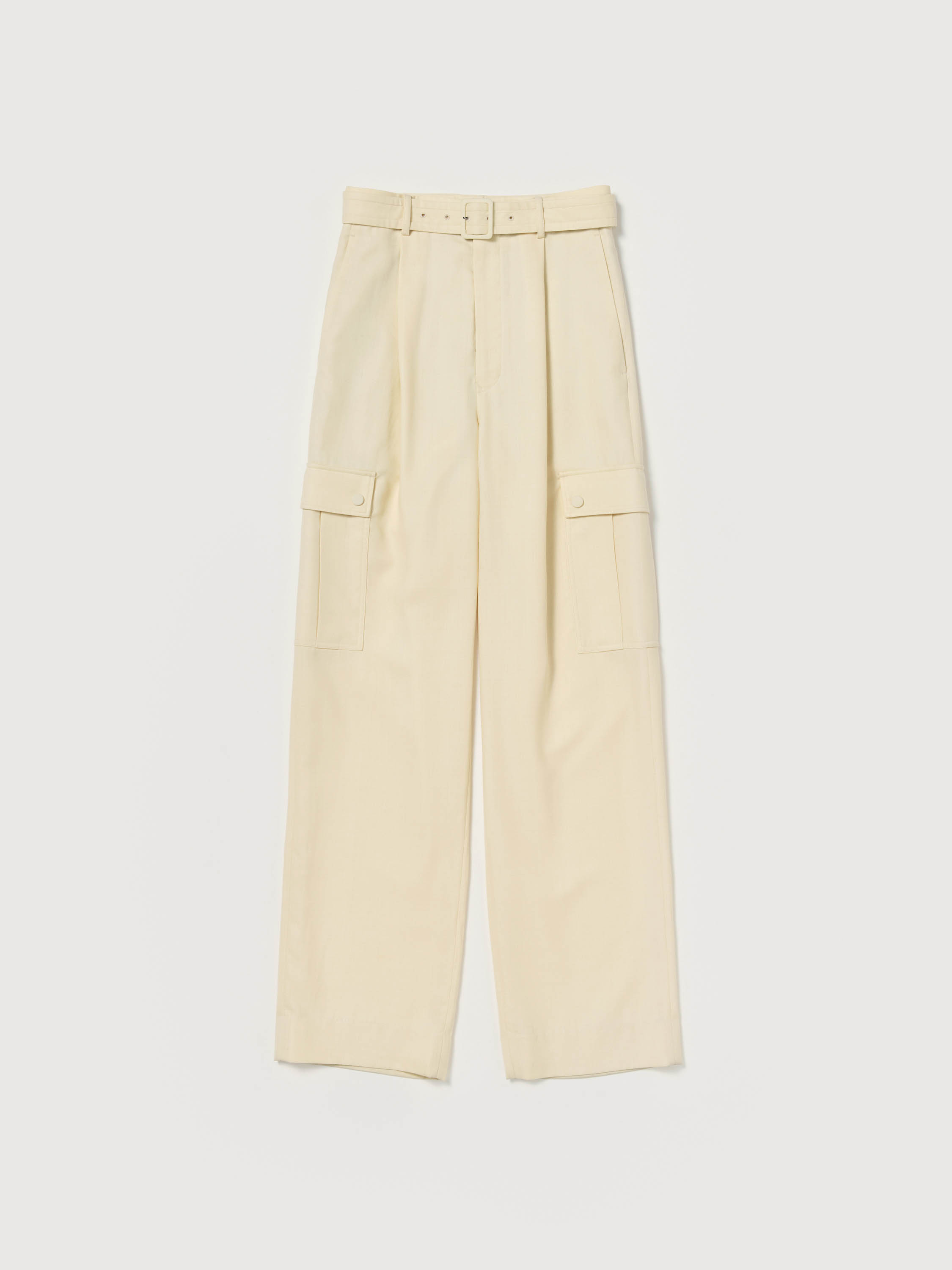 STRUCTURED WOOL DOUBLE CLOTH CARGO PANTS 詳細画像 TOP ECRU 4