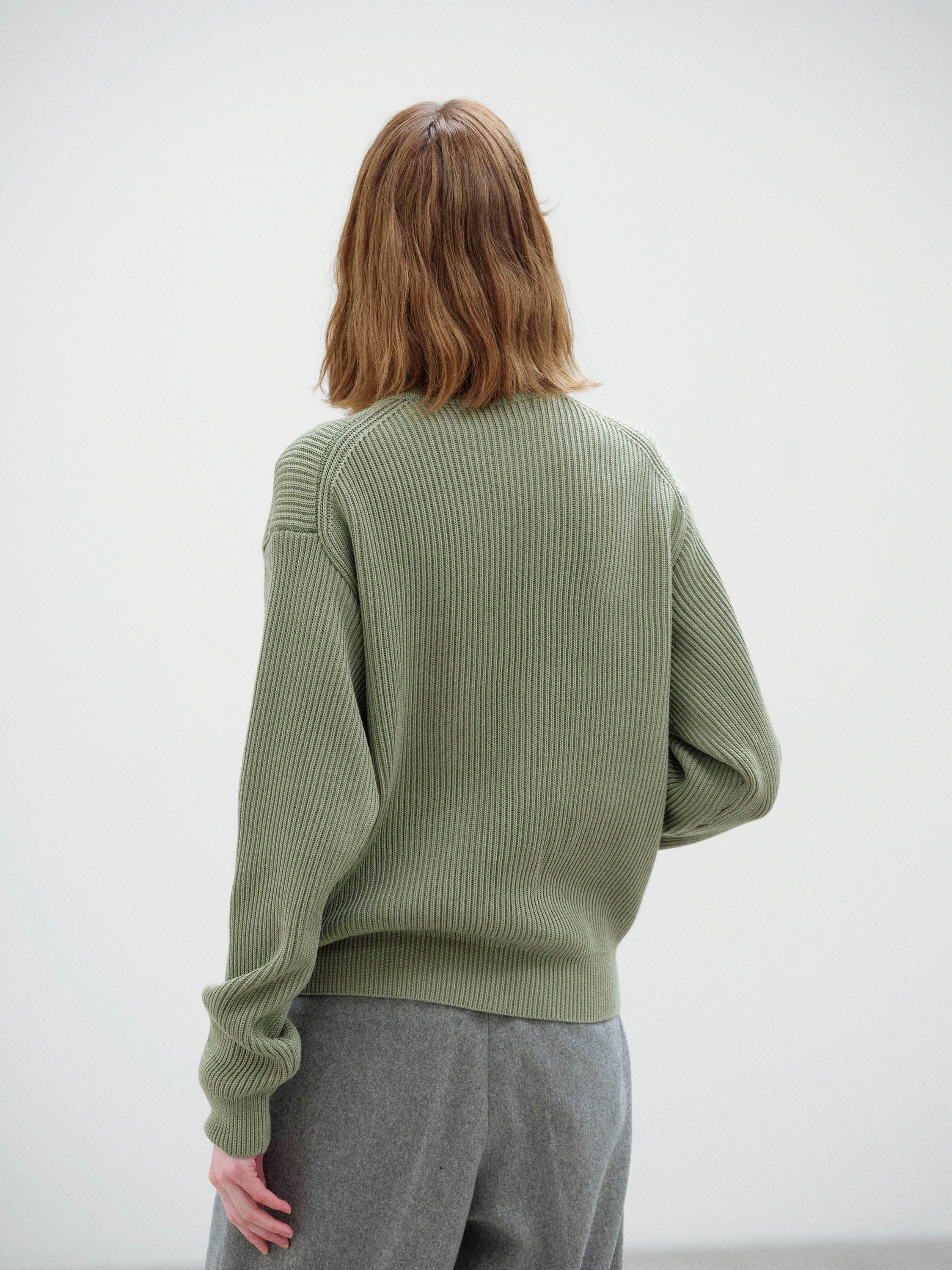 SUPER FINE WOOL SOFT RIB KNIT P/O 詳細画像 DUSTY GREEN 3