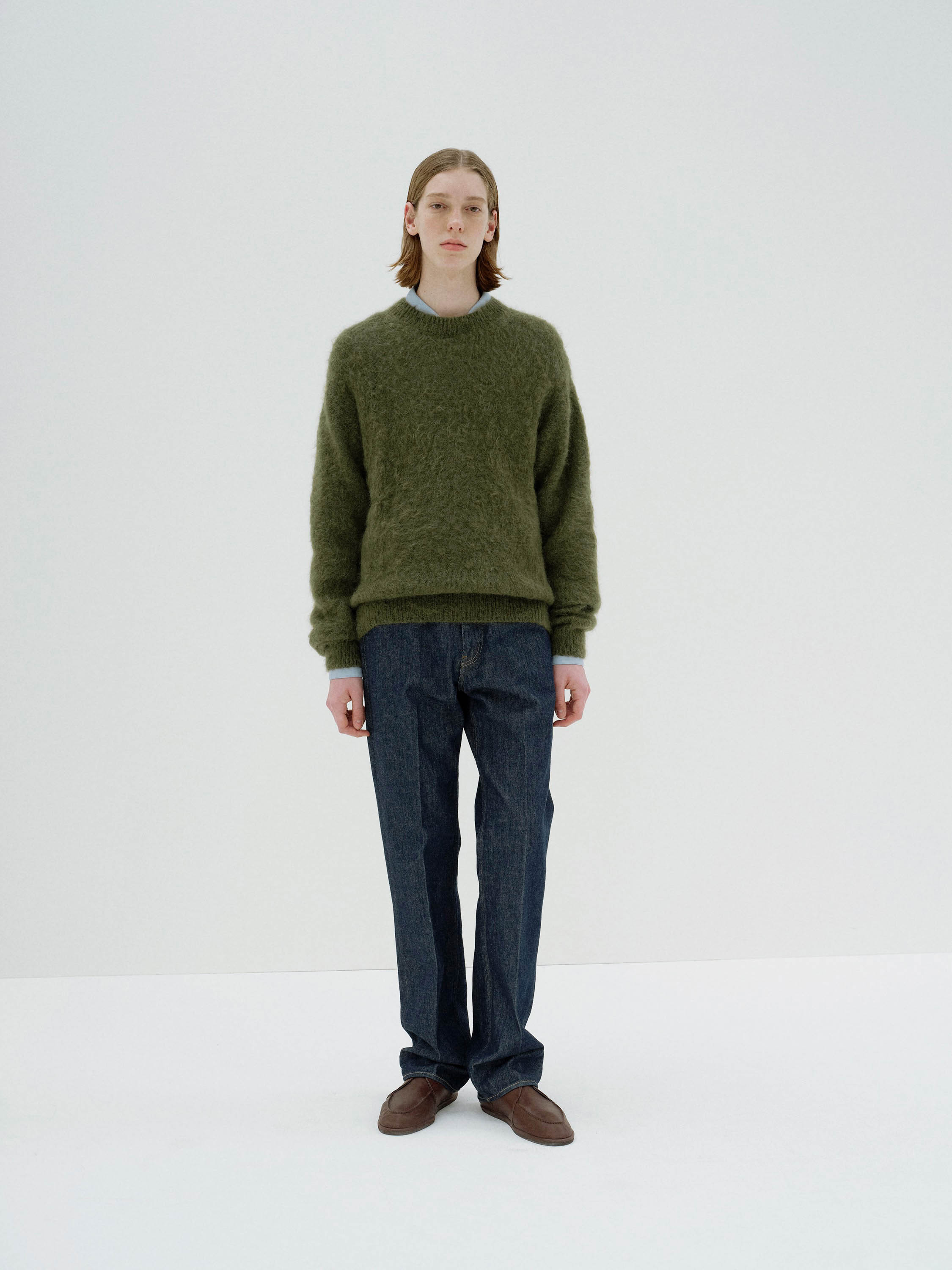 BRUSHED SUPER KID MOHAIR KNIT P/O 詳細画像 OLIVE 1