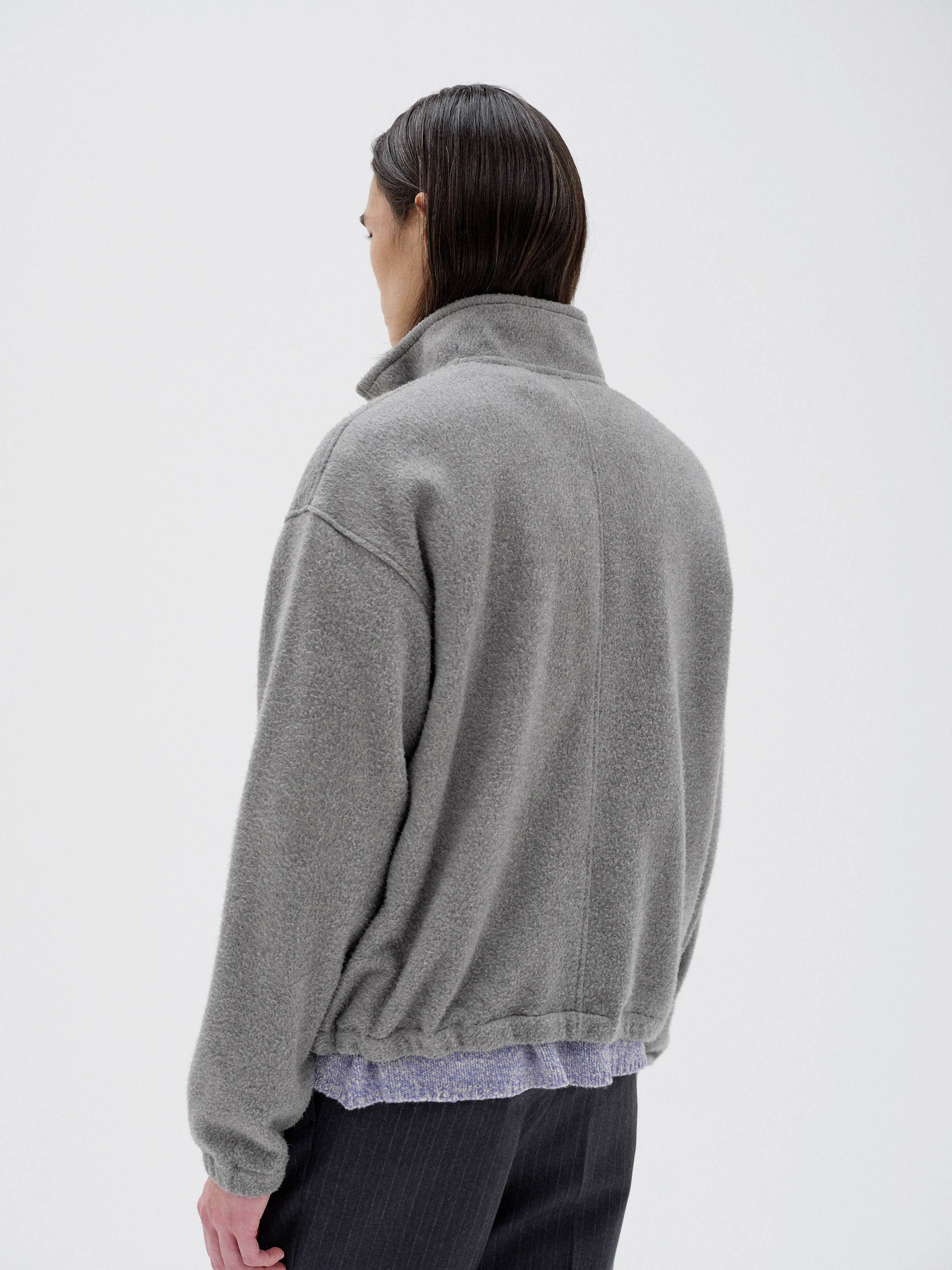 PURE SILK COMFORT FLEECE HALF ZIP P/O 詳細画像 TOP GRAY 4