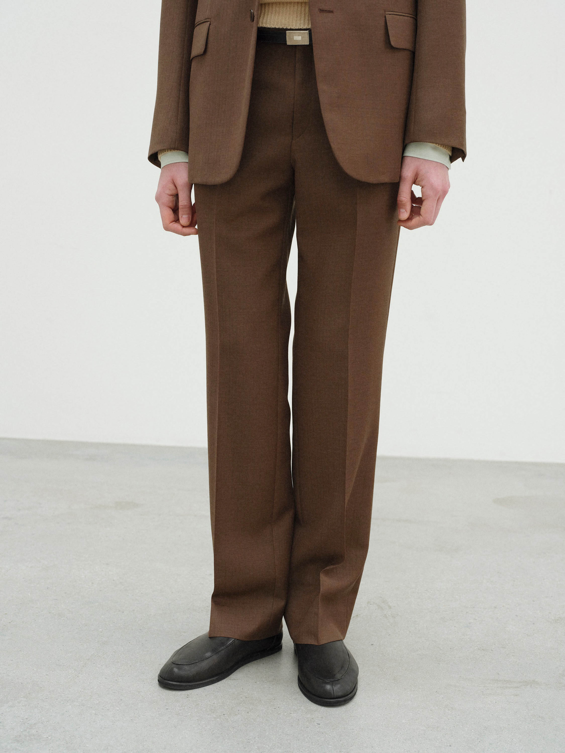BLUEFACED WOOL NARROW SLACKS