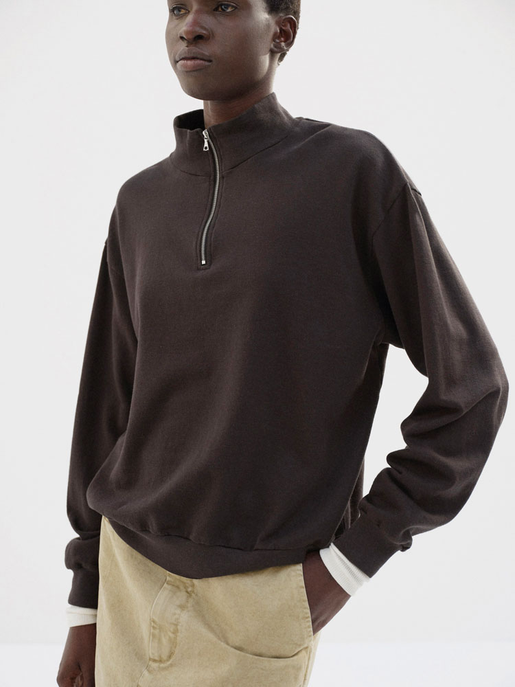 SUPER HIGH GAUGE SWEAT HALF ZIP P/O - AURALEE Official Website