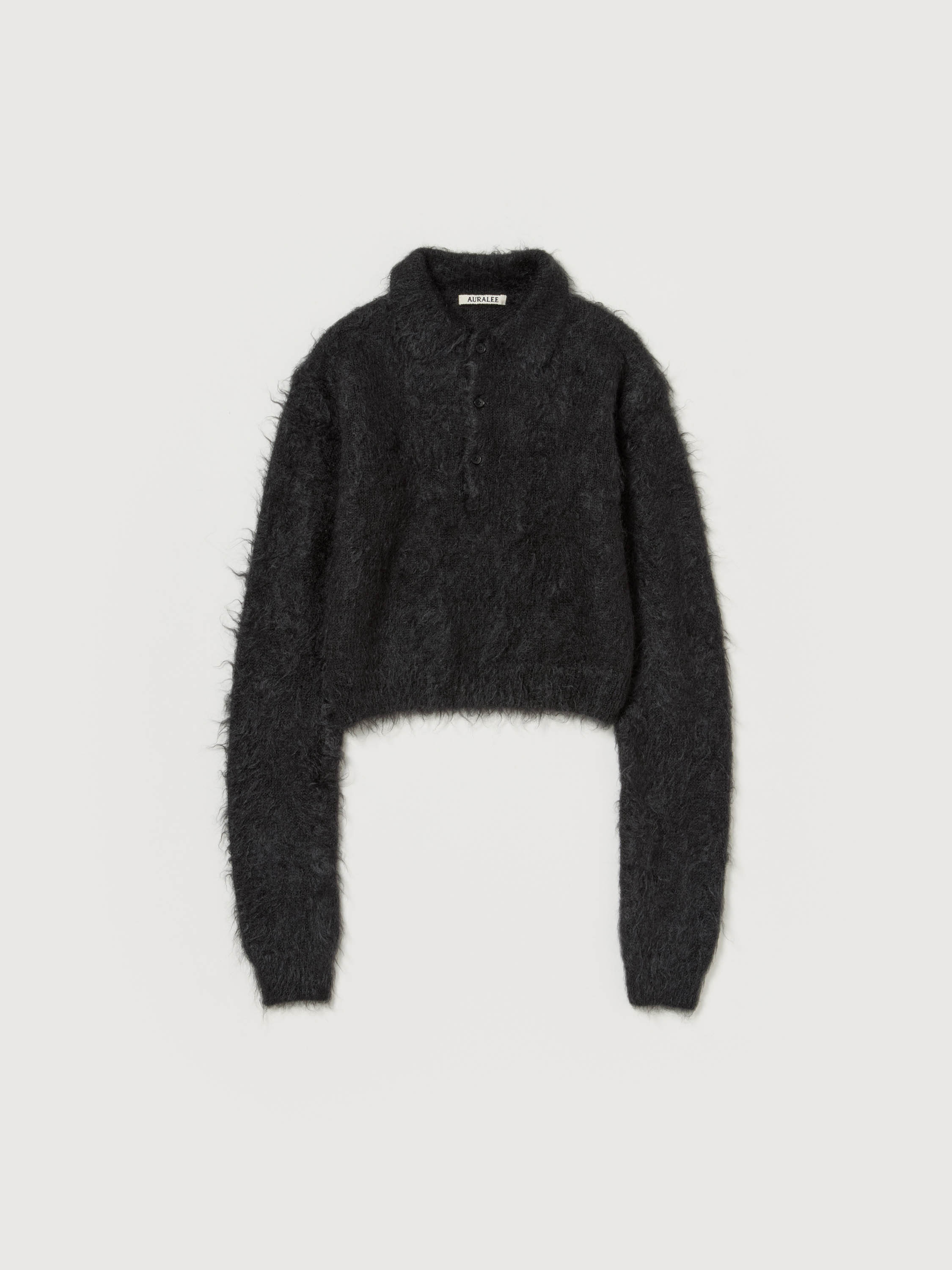 BRUSHED SUPER KID MOHAIR KNIT POLO 詳細画像 INK BLACK 1