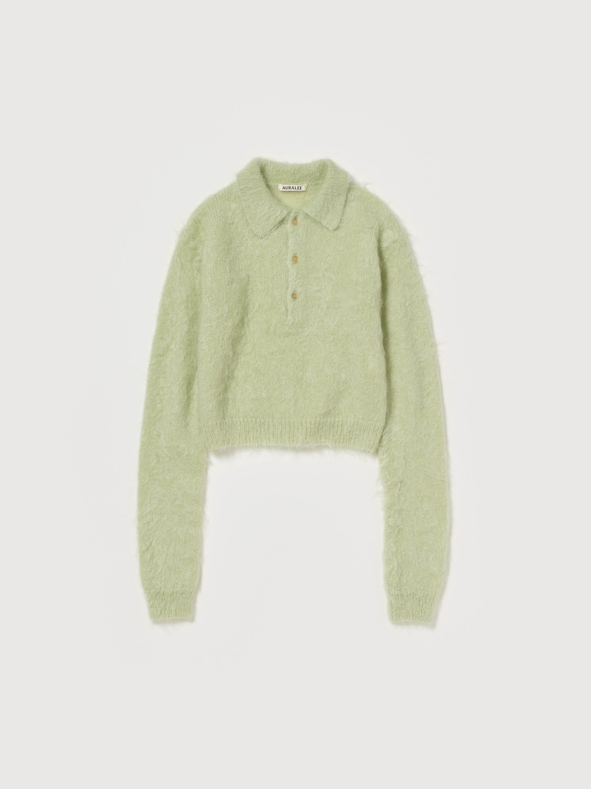 BRUSHED SUPER KID MOHAIR KNIT POLO 詳細画像 LIGHT KHAKI 1