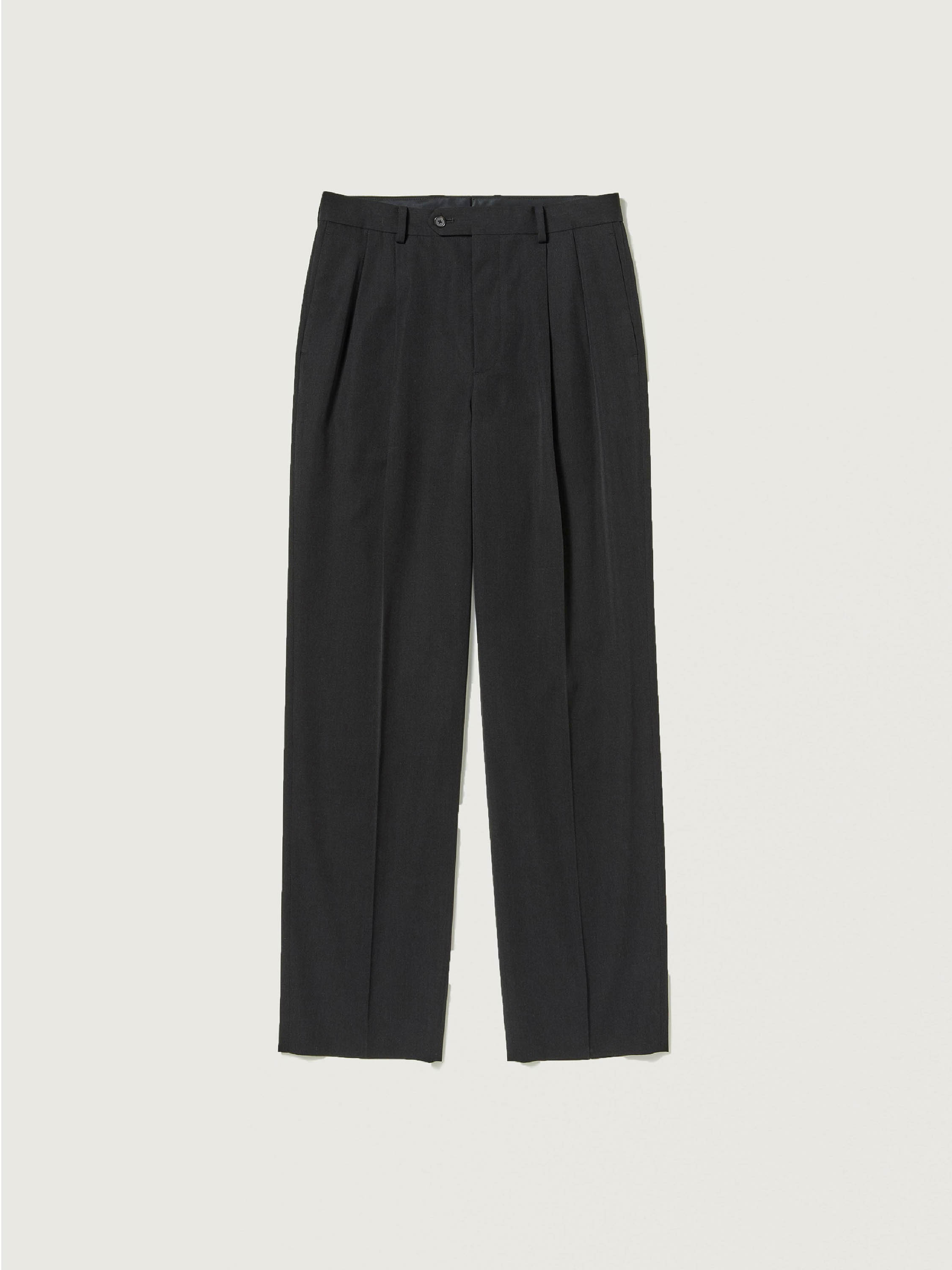 LIGHT WOOL MAX GABARDINE TWO-TUCK SLACKS 詳細画像 TOP BLACK 1