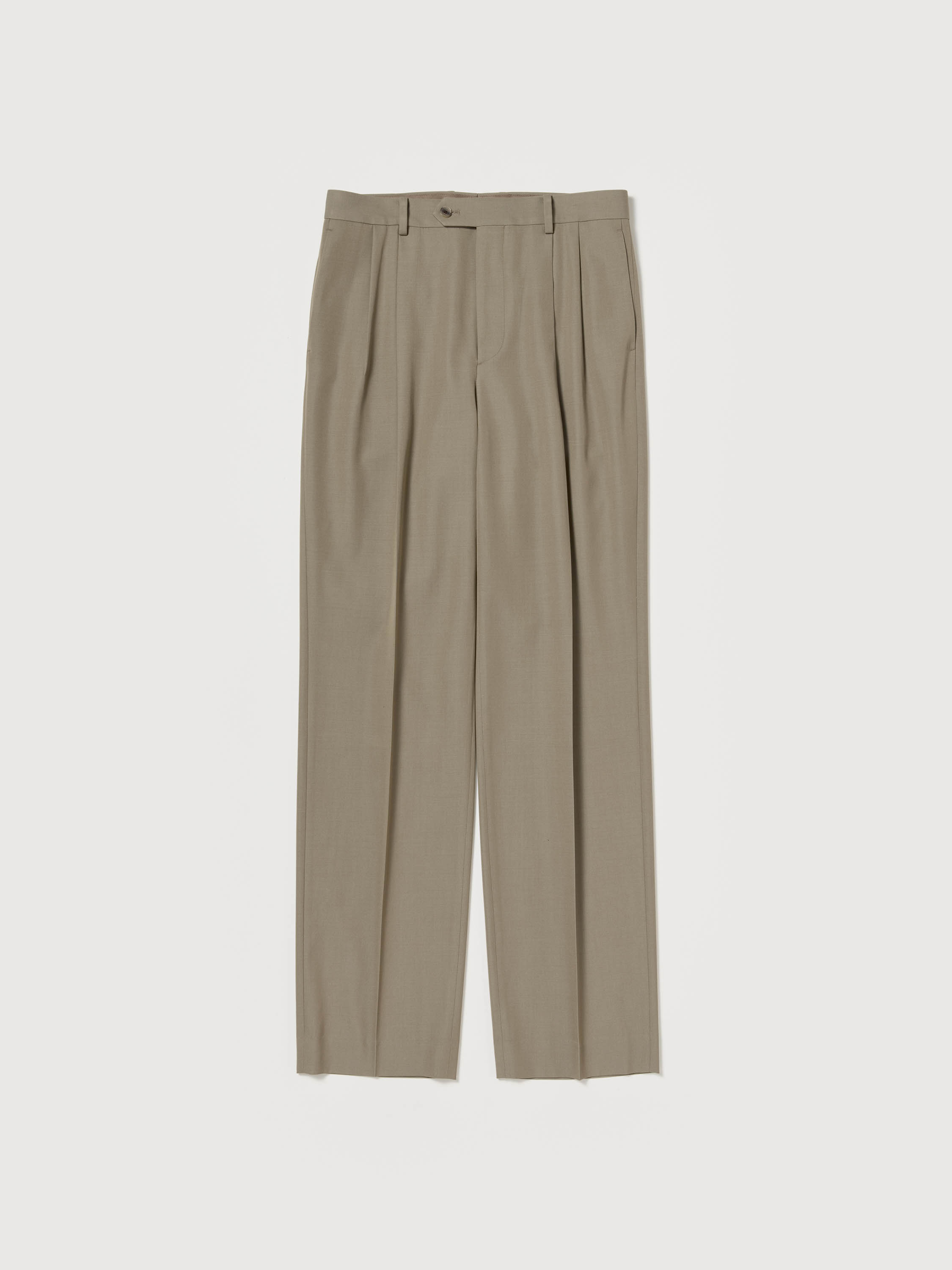 LIGHT WOOL MAX GABARDINE TWO-TUCK SLACKS 詳細画像 KHAKI CHAMBRAY 1