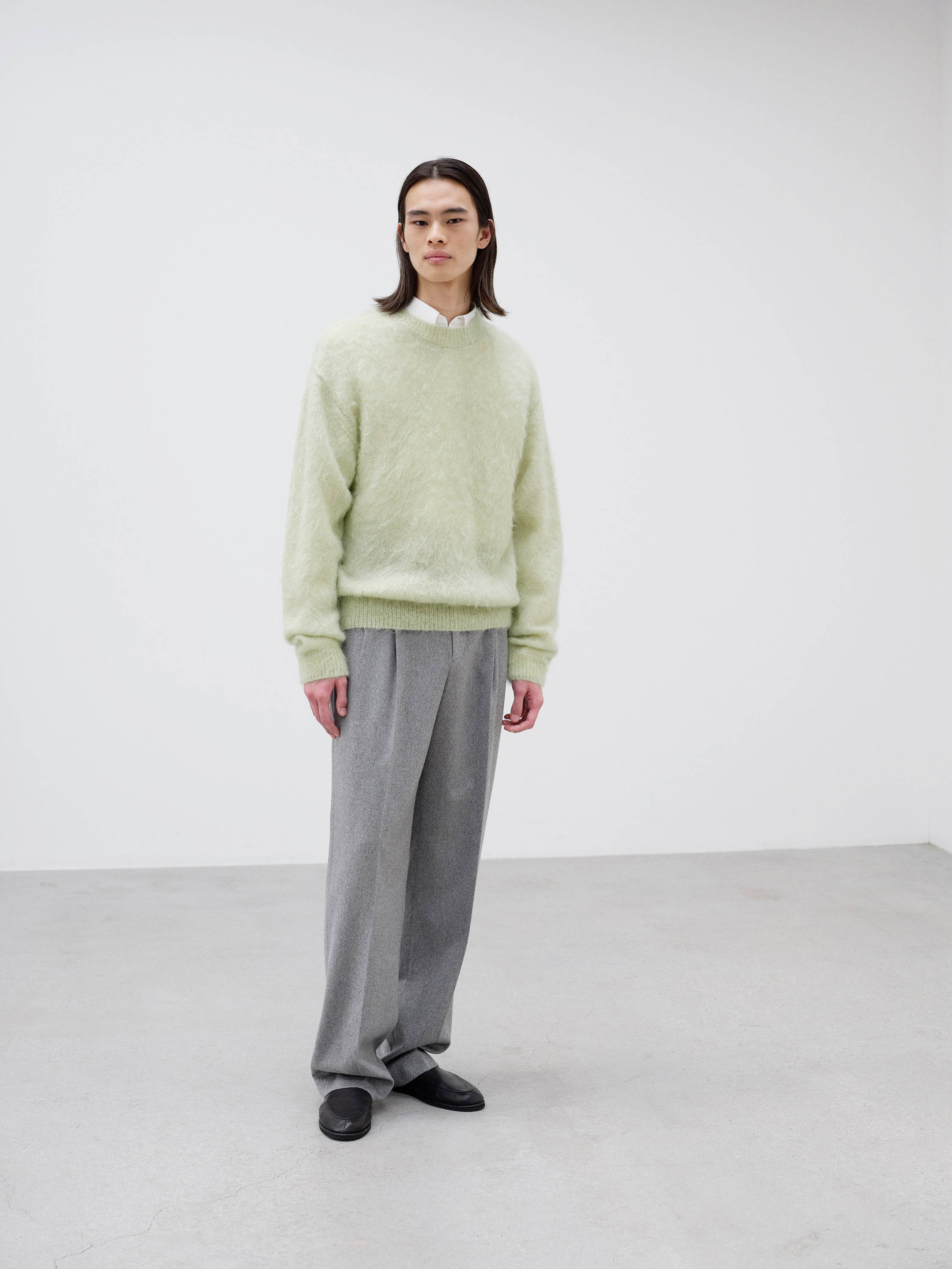 CASHMERE MOLESKIN TWO-TUCK SLACKS 詳細画像 TOP GRAY 2