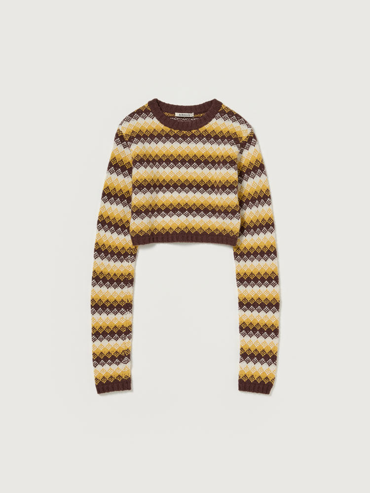 CASHMERE JACQUARD KNIT CROPPED P/O