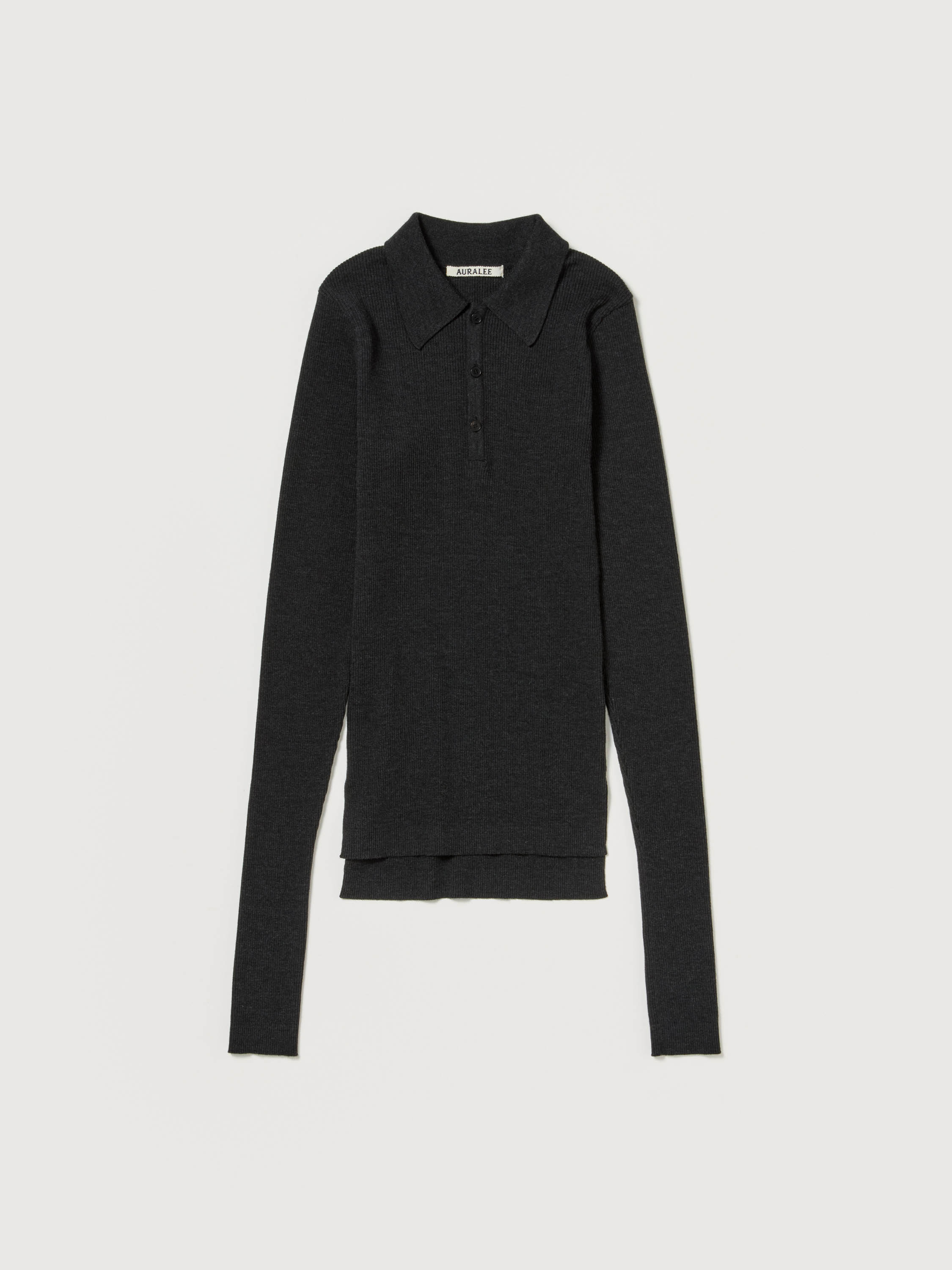 SUPER FINE WOOL HIGH GAUGE RIB KNIT POLO 詳細画像 TOP CHARCOAL 1